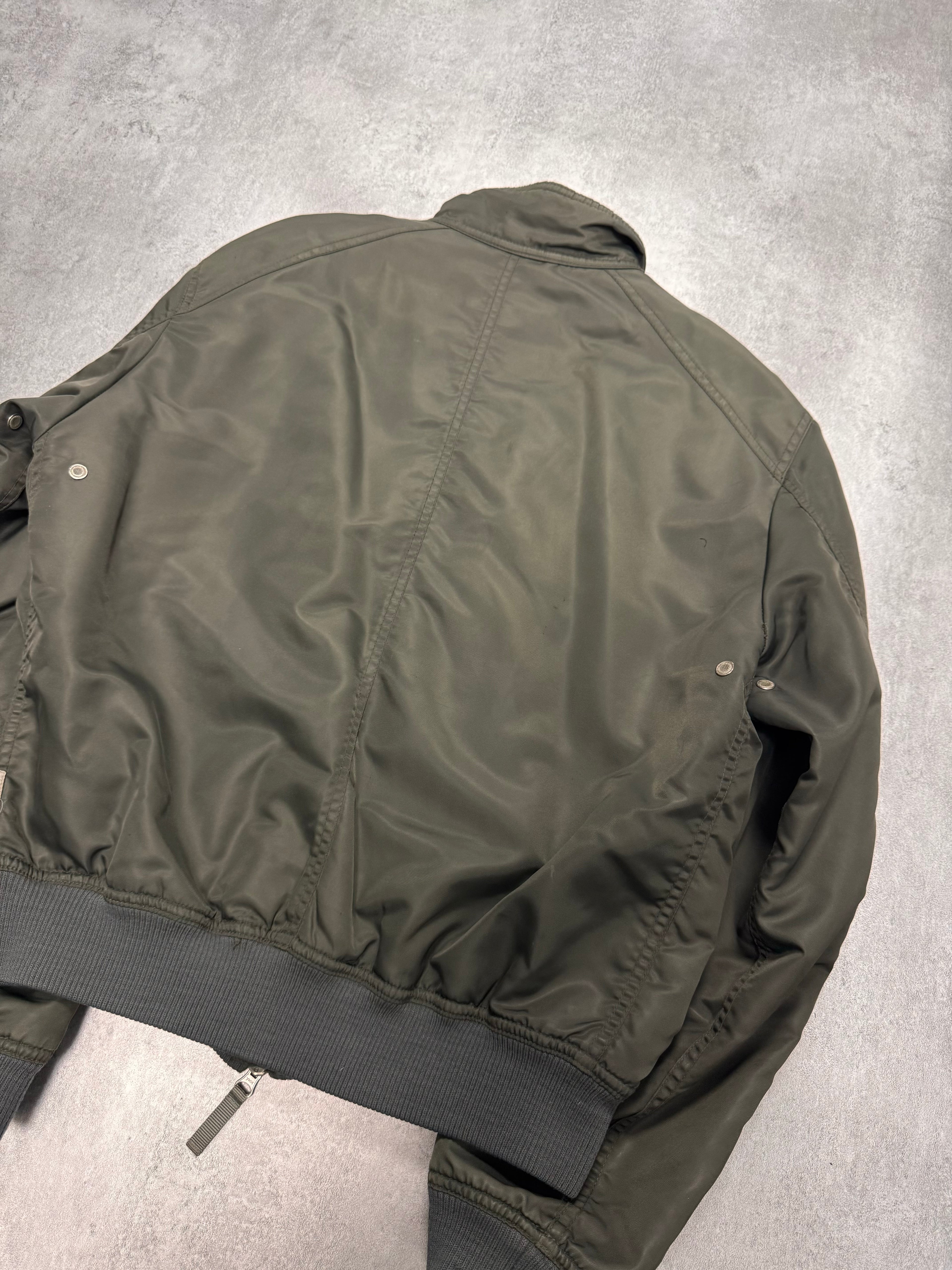 2000s Armani Olive Utility Drift Bomber Jacket