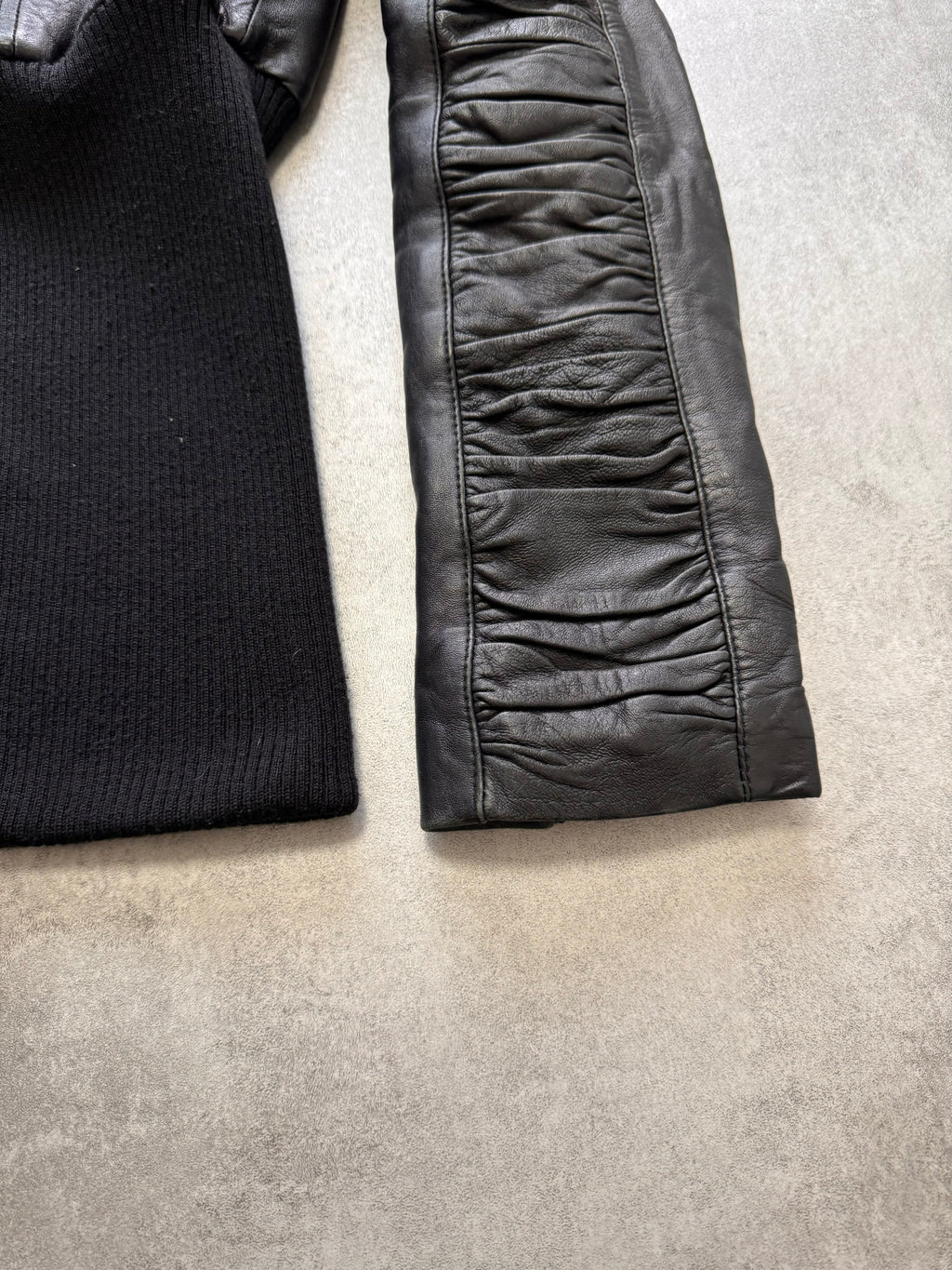 2000s Dolce & Gabbana Plissé Hybrid Leather Jacket (XS)