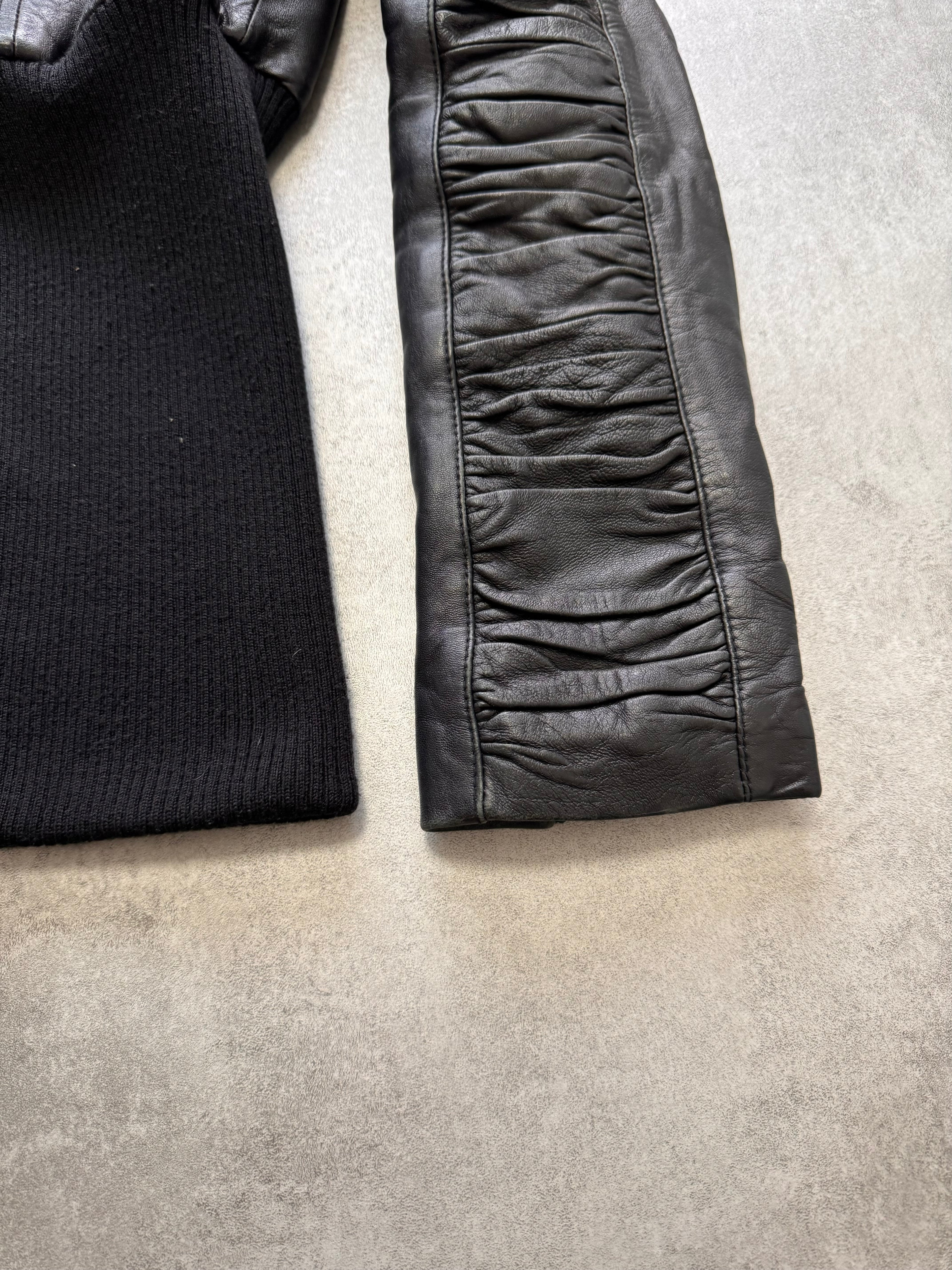 2000s Dolce & Gabbana Plissé Hybrid Leather Jacket (XS)