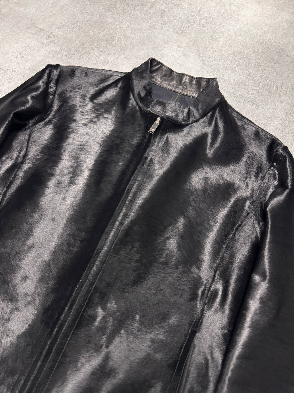 FW2013 Emporio Armani Black Pony Hair Leather Jacket