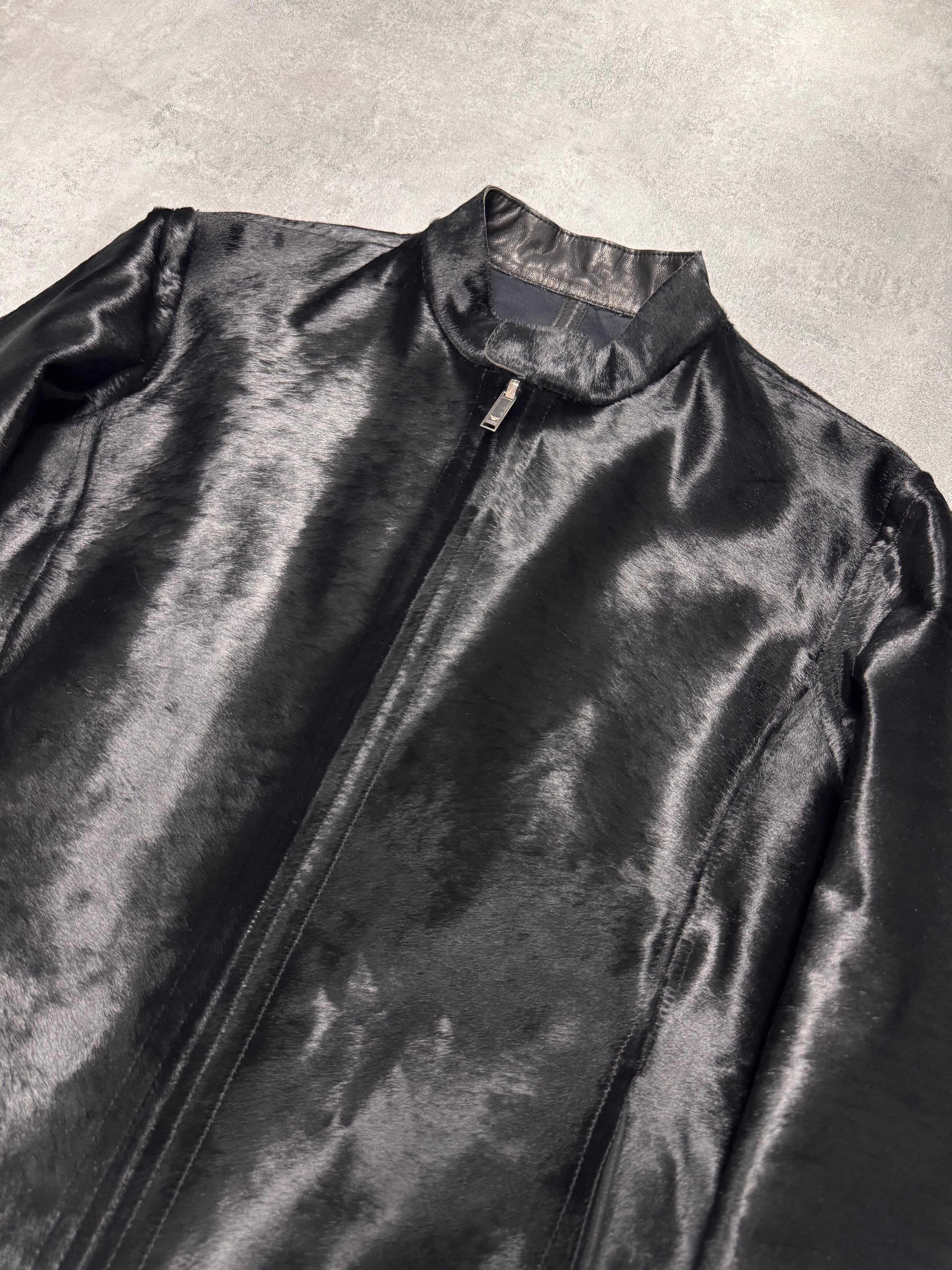 FW2013 Emporio Armani Black Pony Hair Leather Jacket