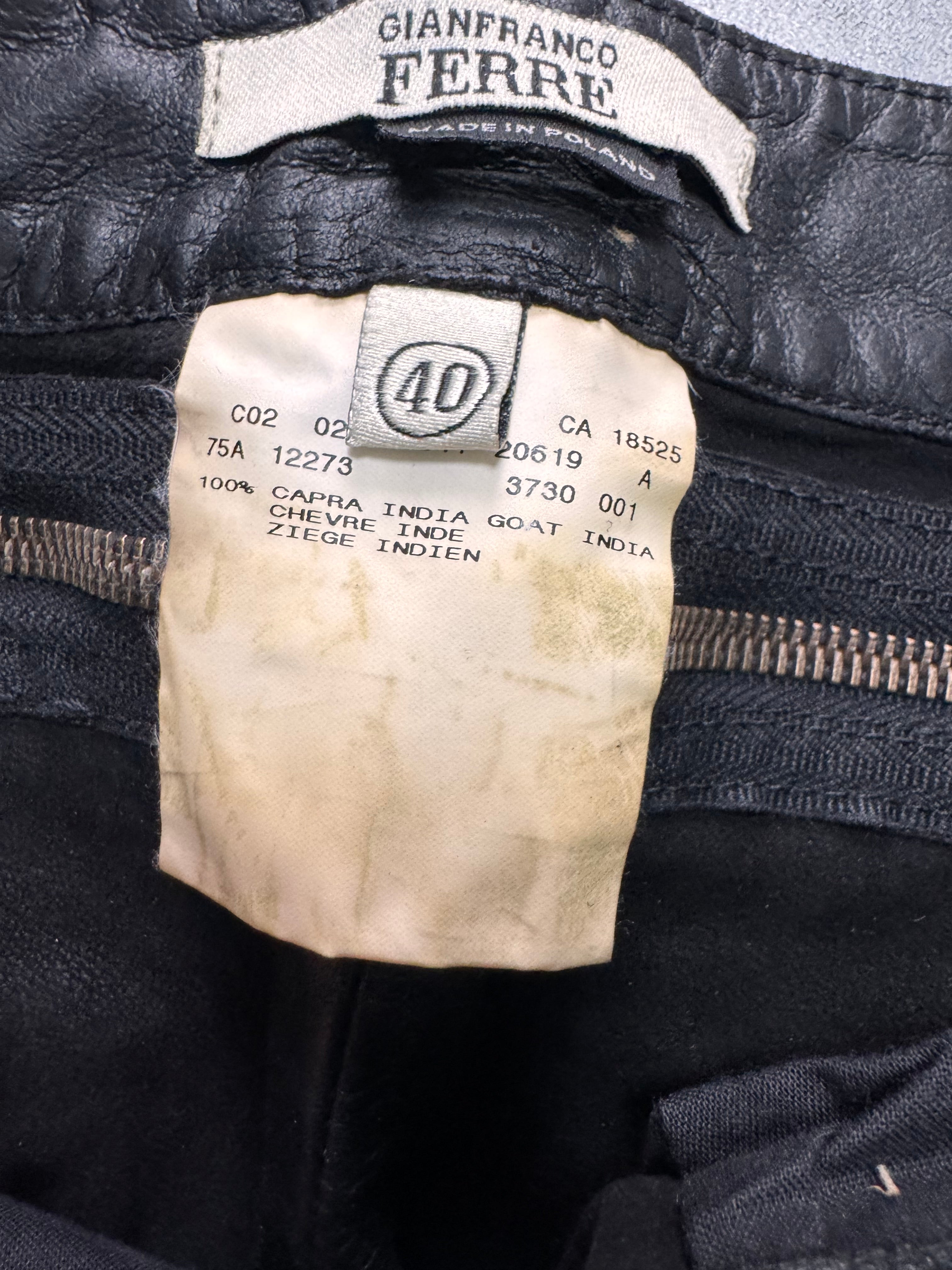 2000s Gianfranco Ferré Full Back Zip Leather Black Pants