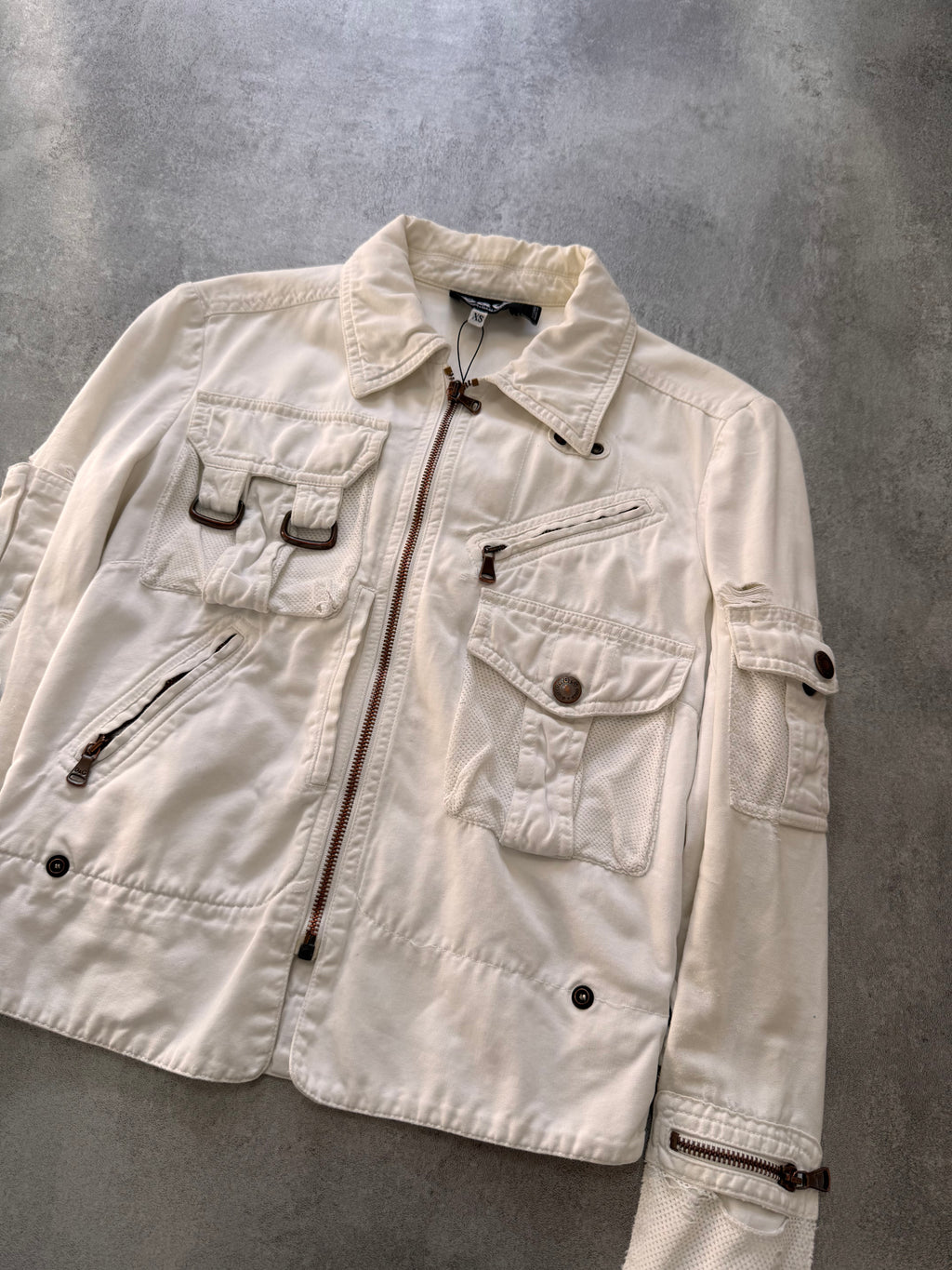 SS2003 Dolce & Gabbana Parachute Cargo Cropped White Jacket