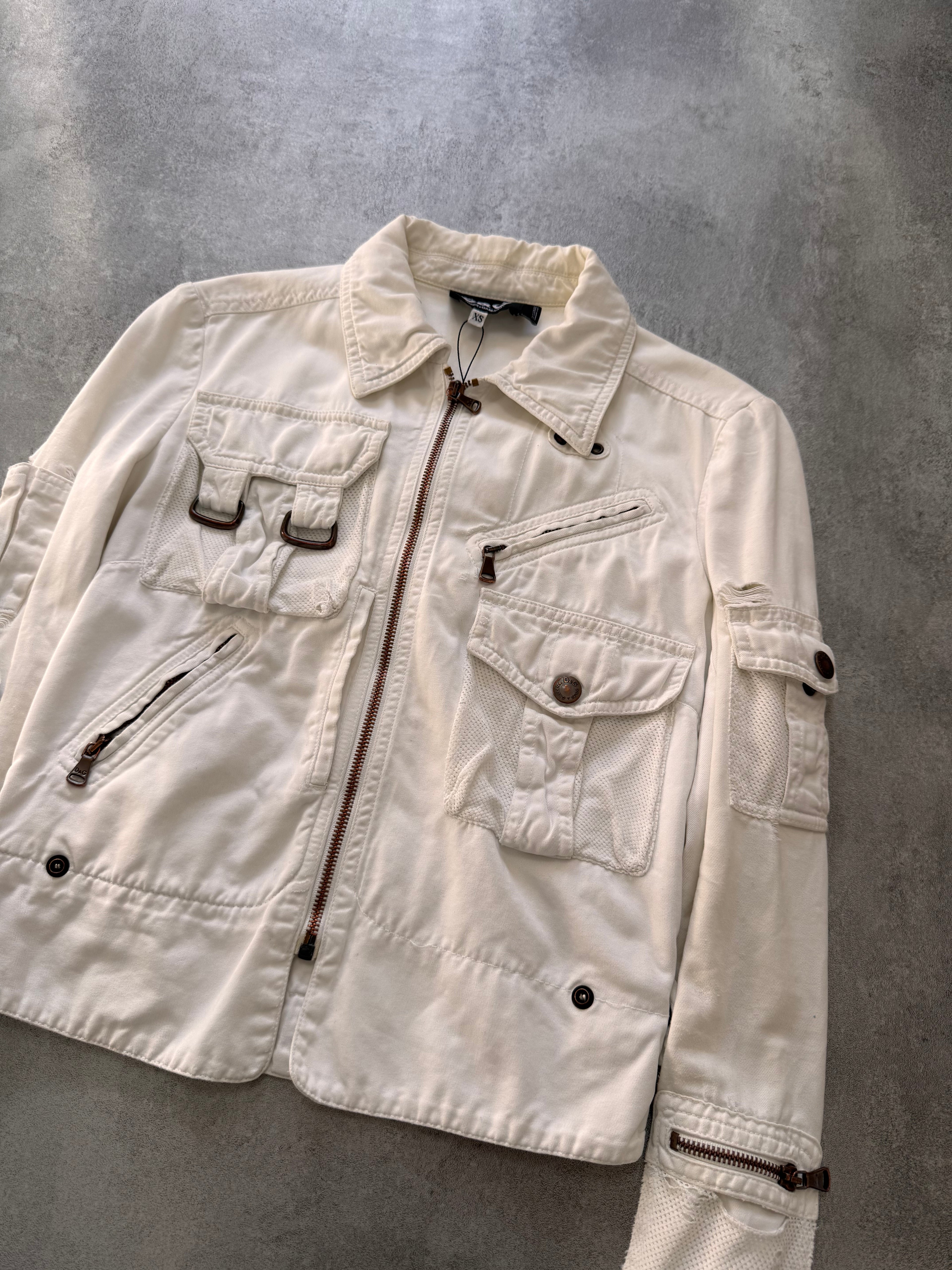 SS2003 Dolce & Gabbana Parachute Cargo Cropped White Jacket