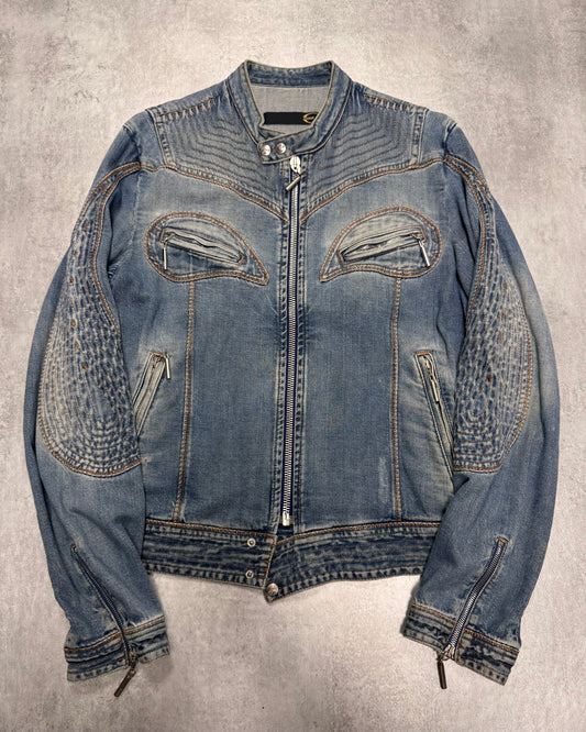 SS2005 Cavalli Sexy Biker Conceptual Denim Jacket (S/M)