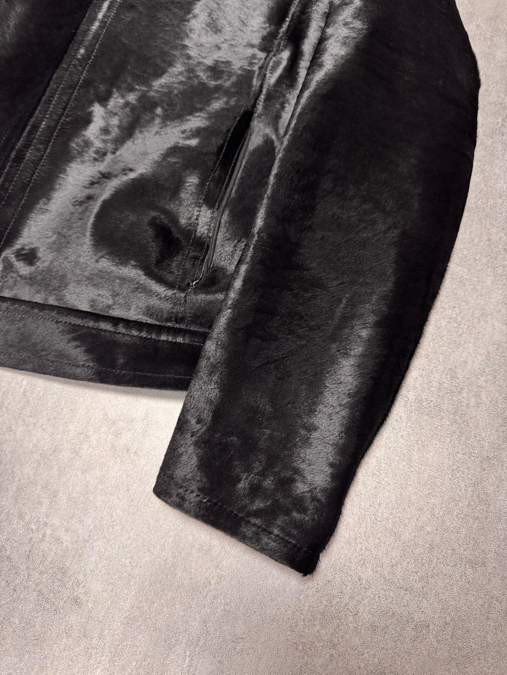 FW2013 Emporio Armani Black Pony Hair Leather Jacket