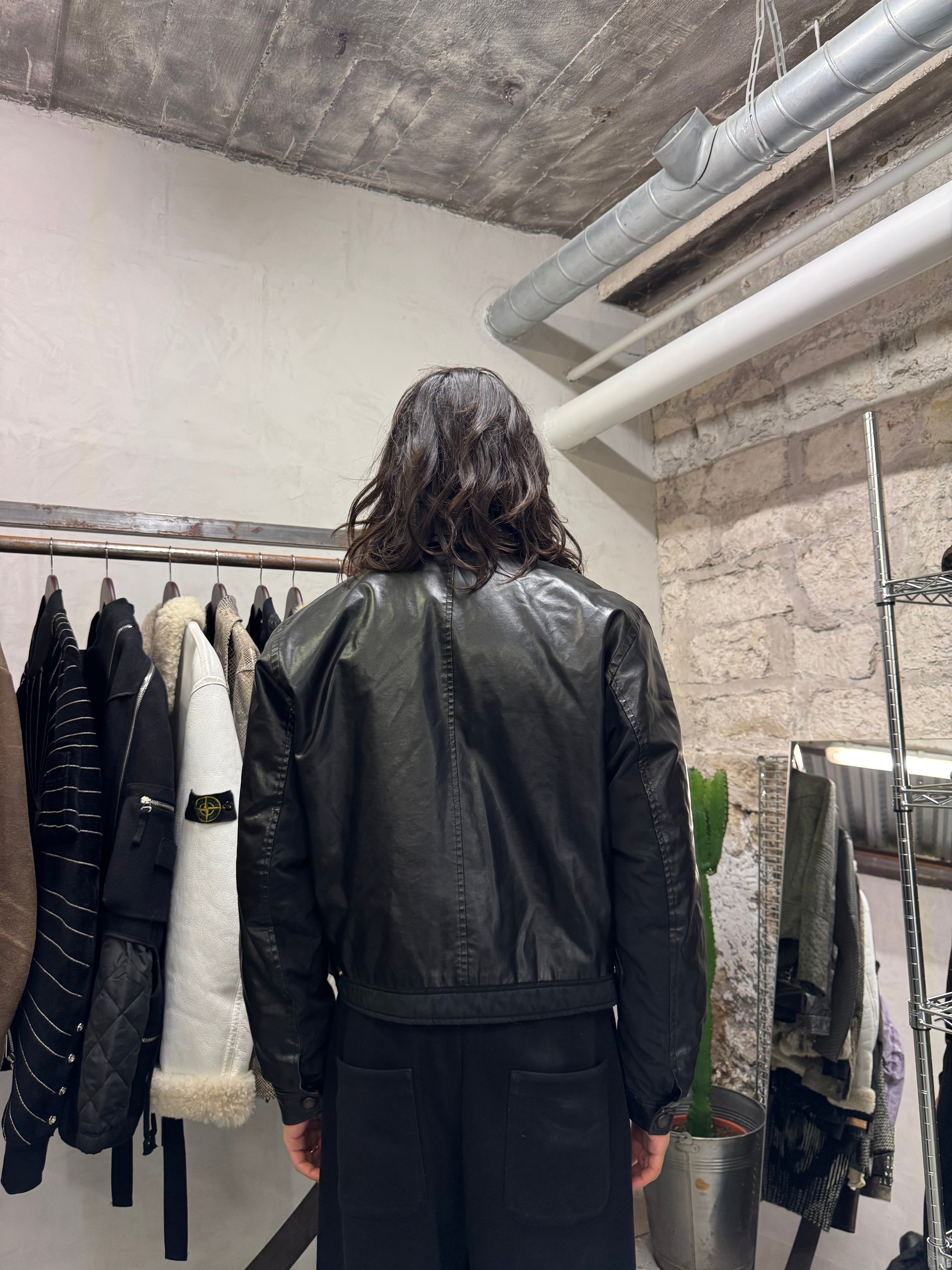 2000s Moschino Nylon Hybrid Black Cropped Jacket