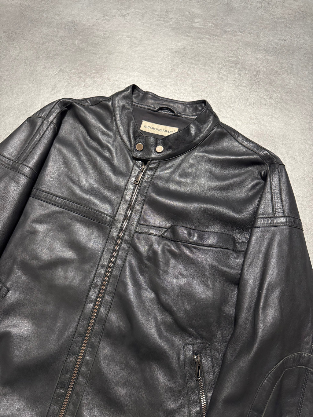 AW2005 Emporio Armani Biker Black Leather Jacket