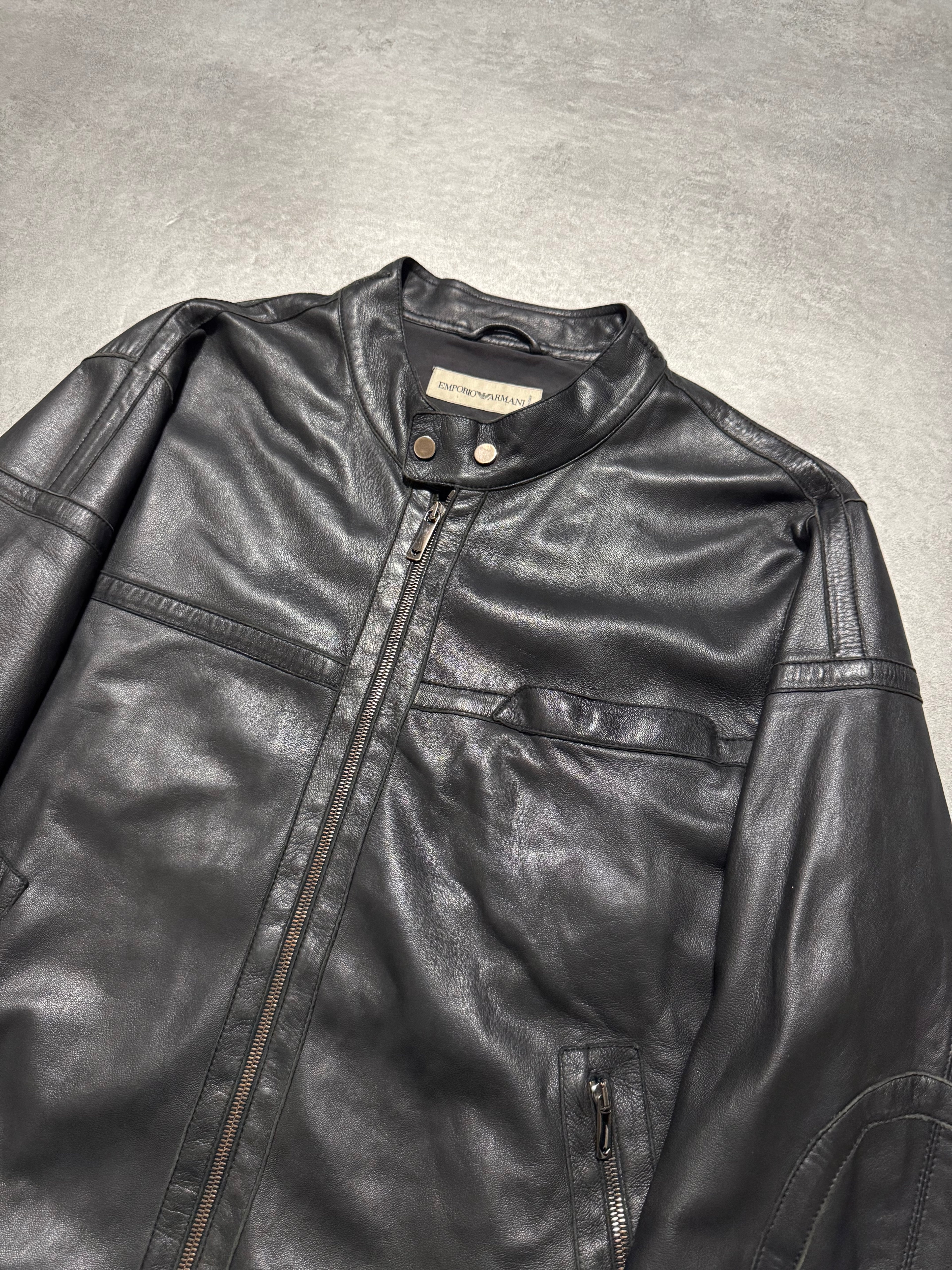 AW2005 Emporio Armani Biker Black Leather Jacket