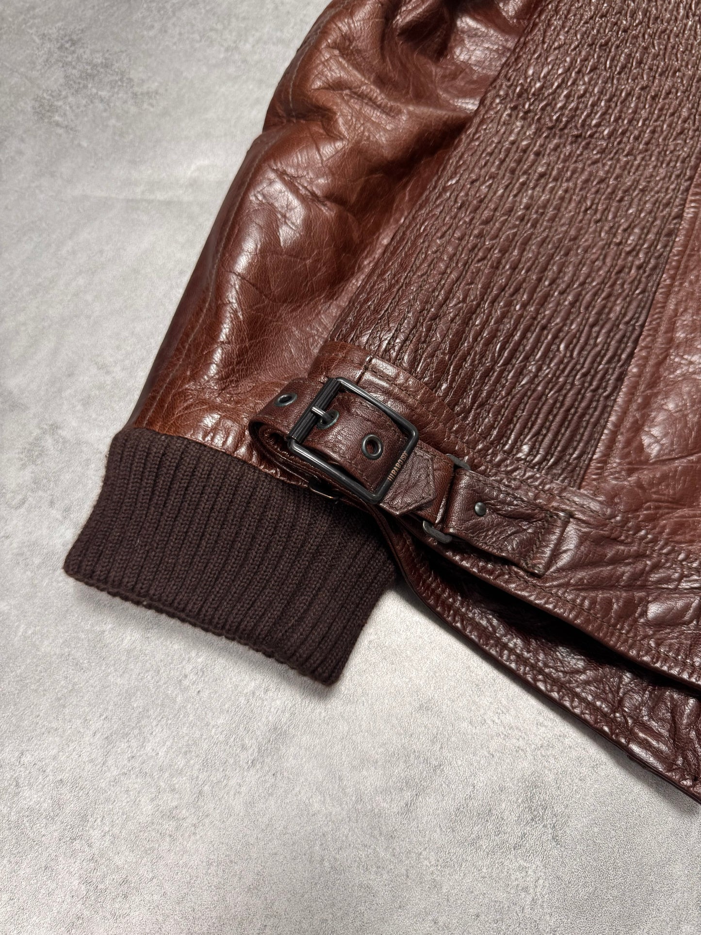 AW2008 Cavalli Brown Leather Bomber Jacket (M)