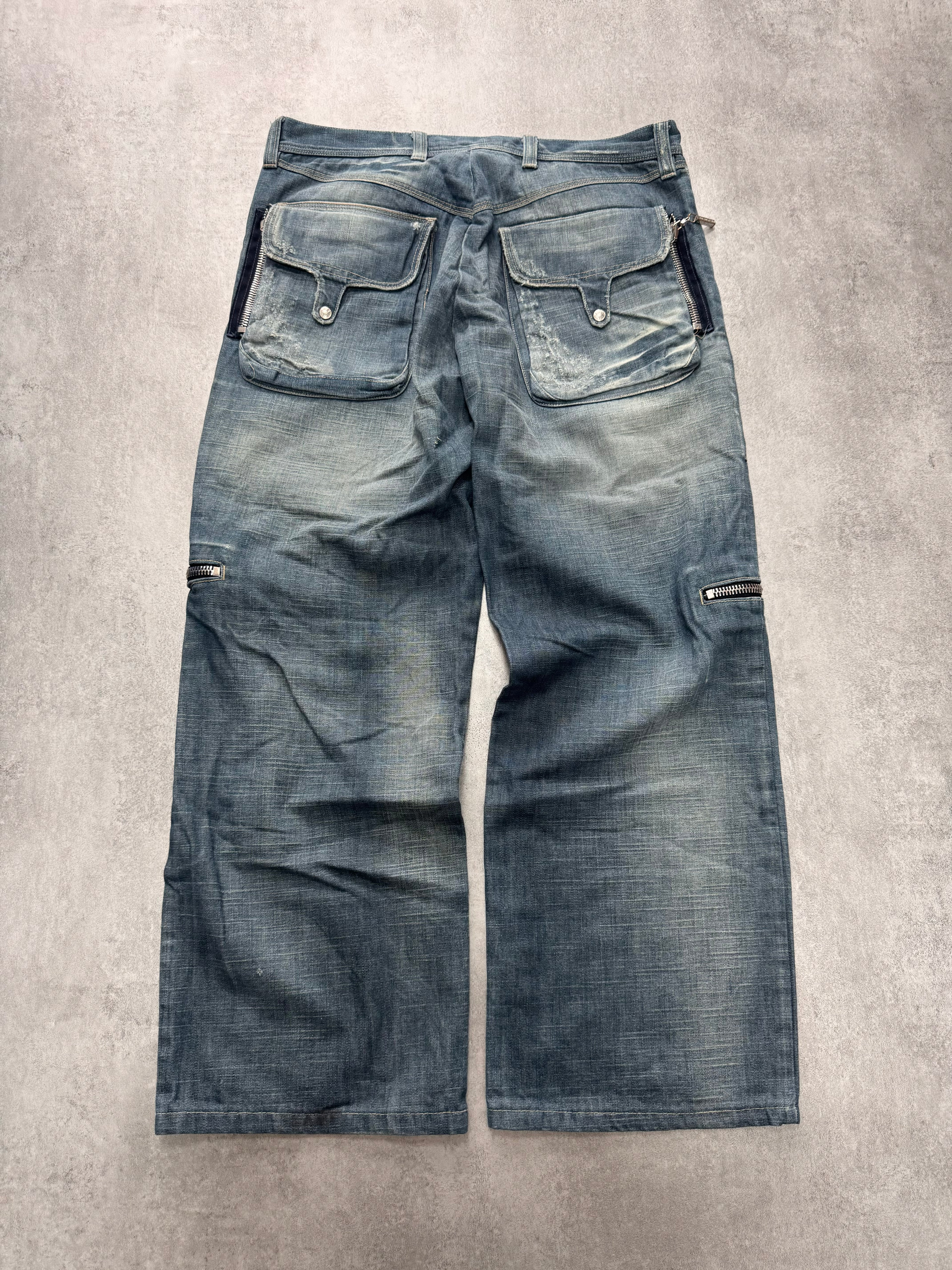 AW2005 Versace Cargo Sun Faded Denim Jeans