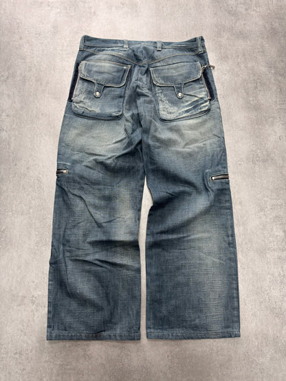 AW2005 Versace Cargo Sun Faded Denim Jeans (S/M)