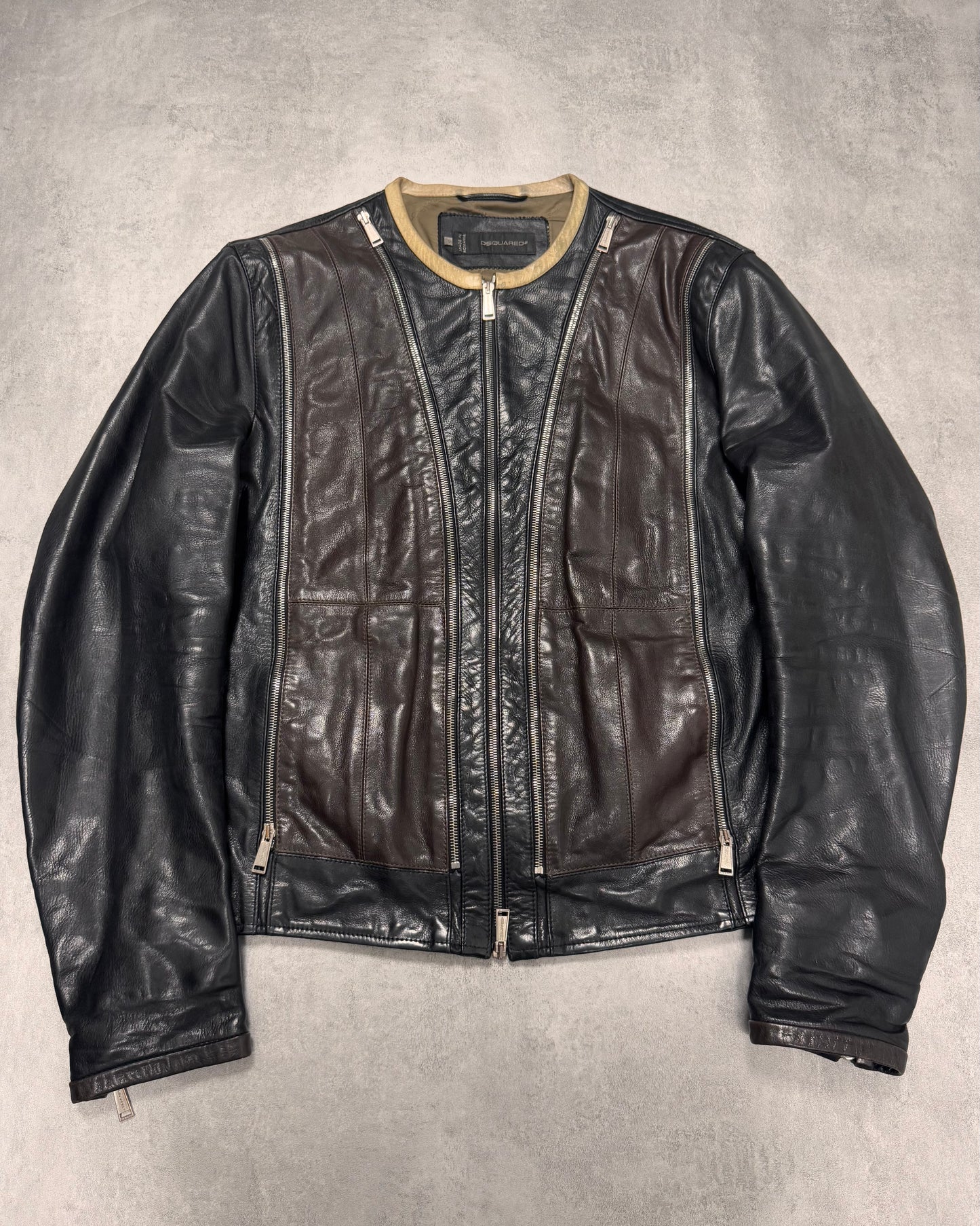 SS2014 Dsquared2 Moto Multi-Zip Calf Leather Jacket (XL)