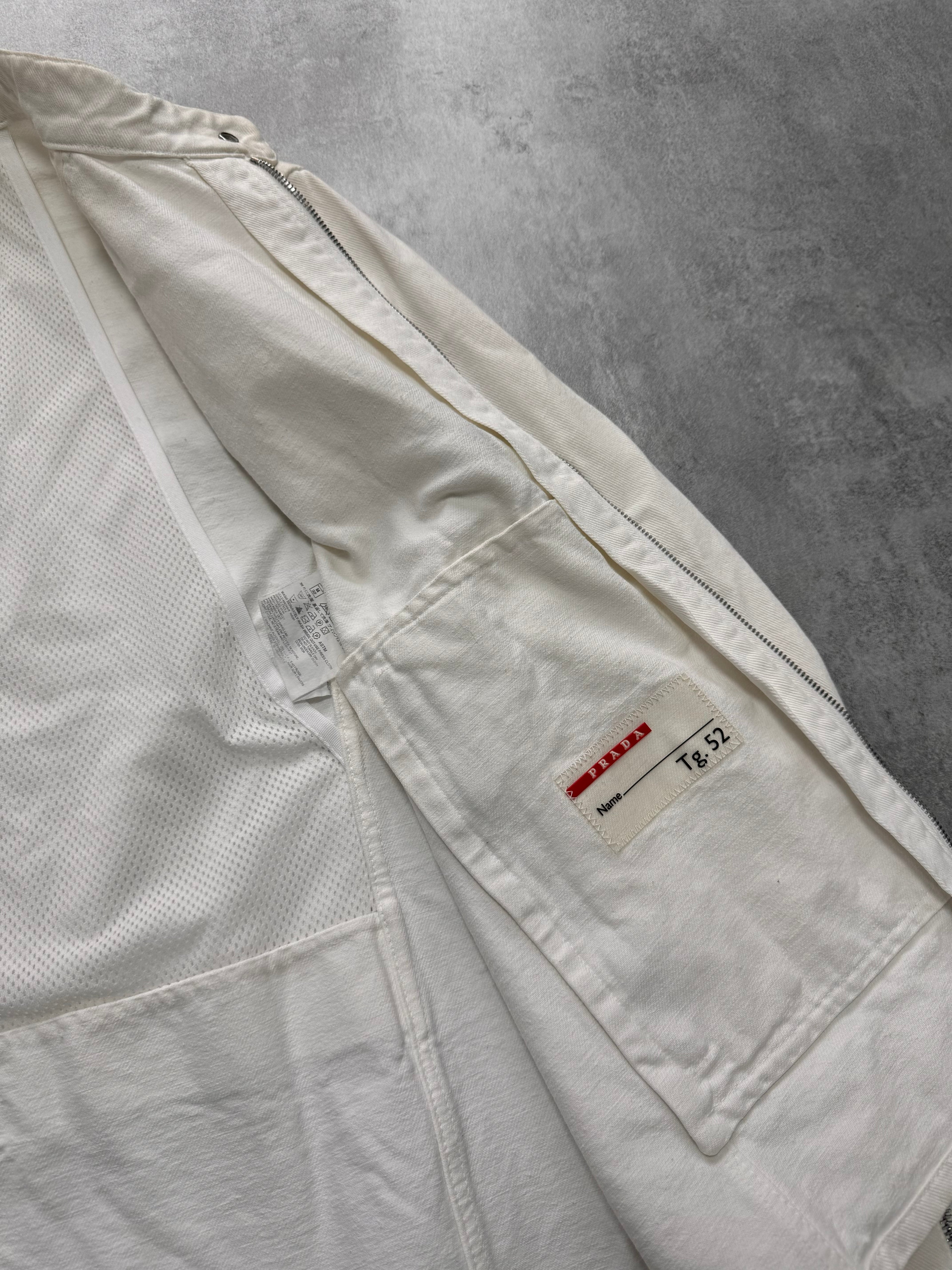 2000s Prada Luna Rossa White Biker Jacket