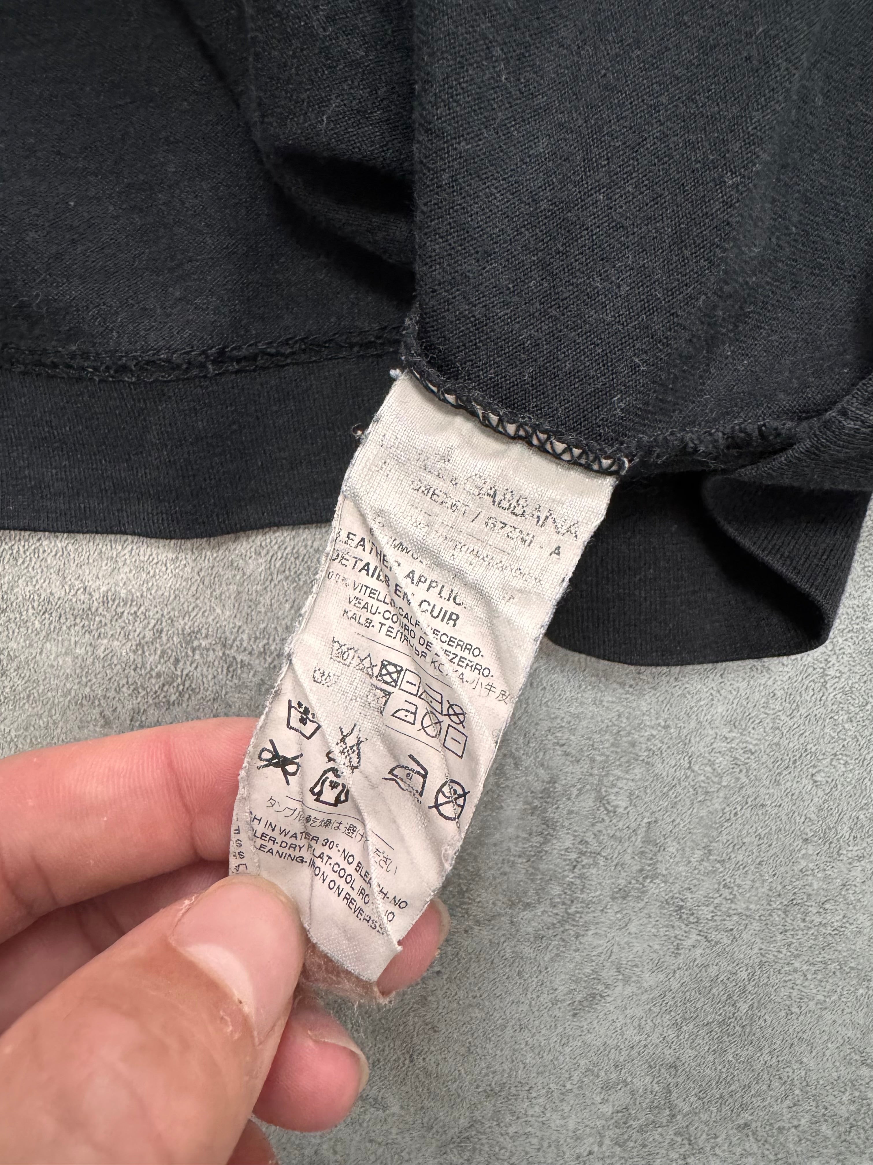 2010s Dolce & Gabbana Floral Velvet Black Tee