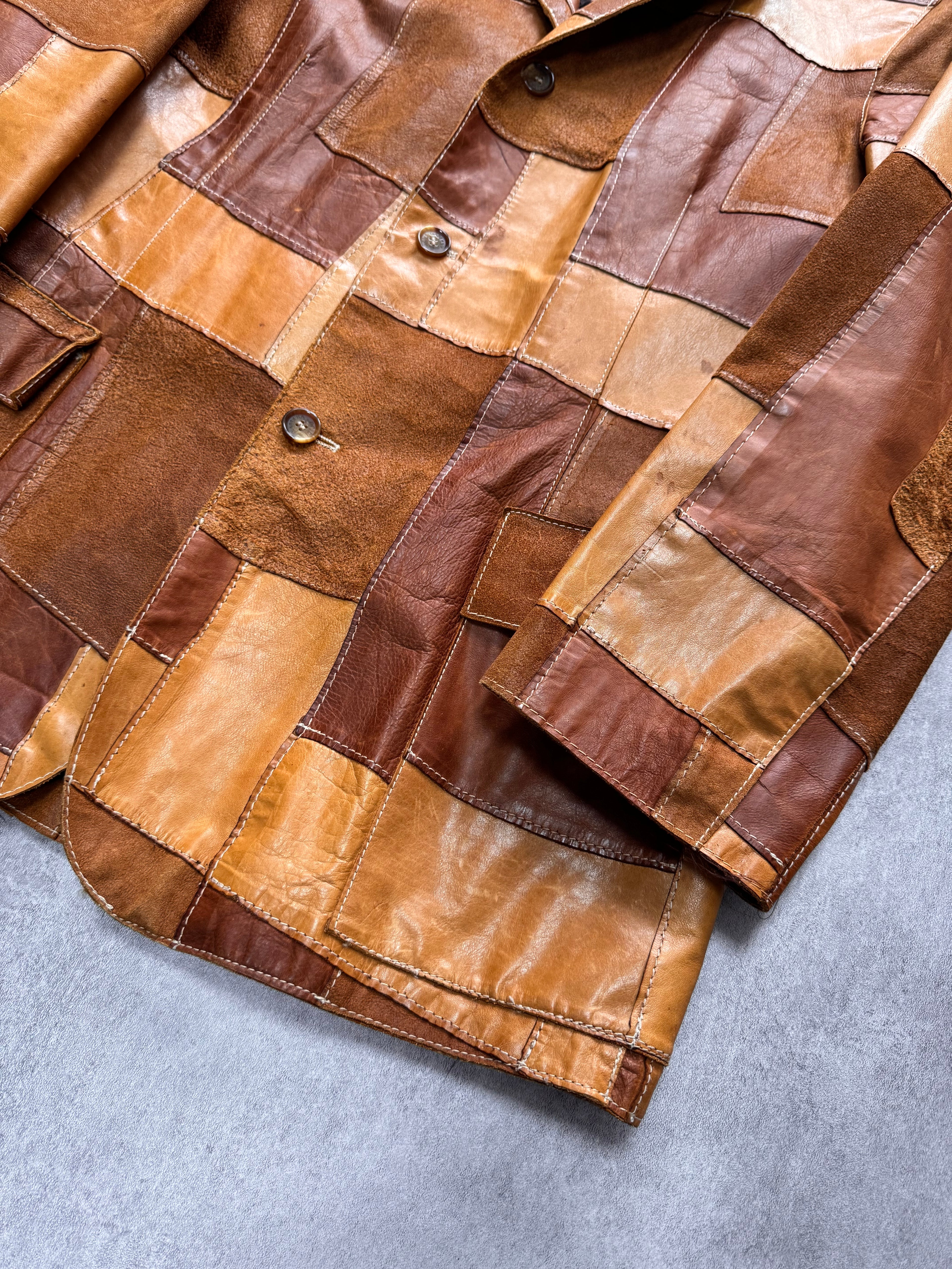 SS2001 Dolce & Gabbana Camel Patchwork Leather Suit Jacket