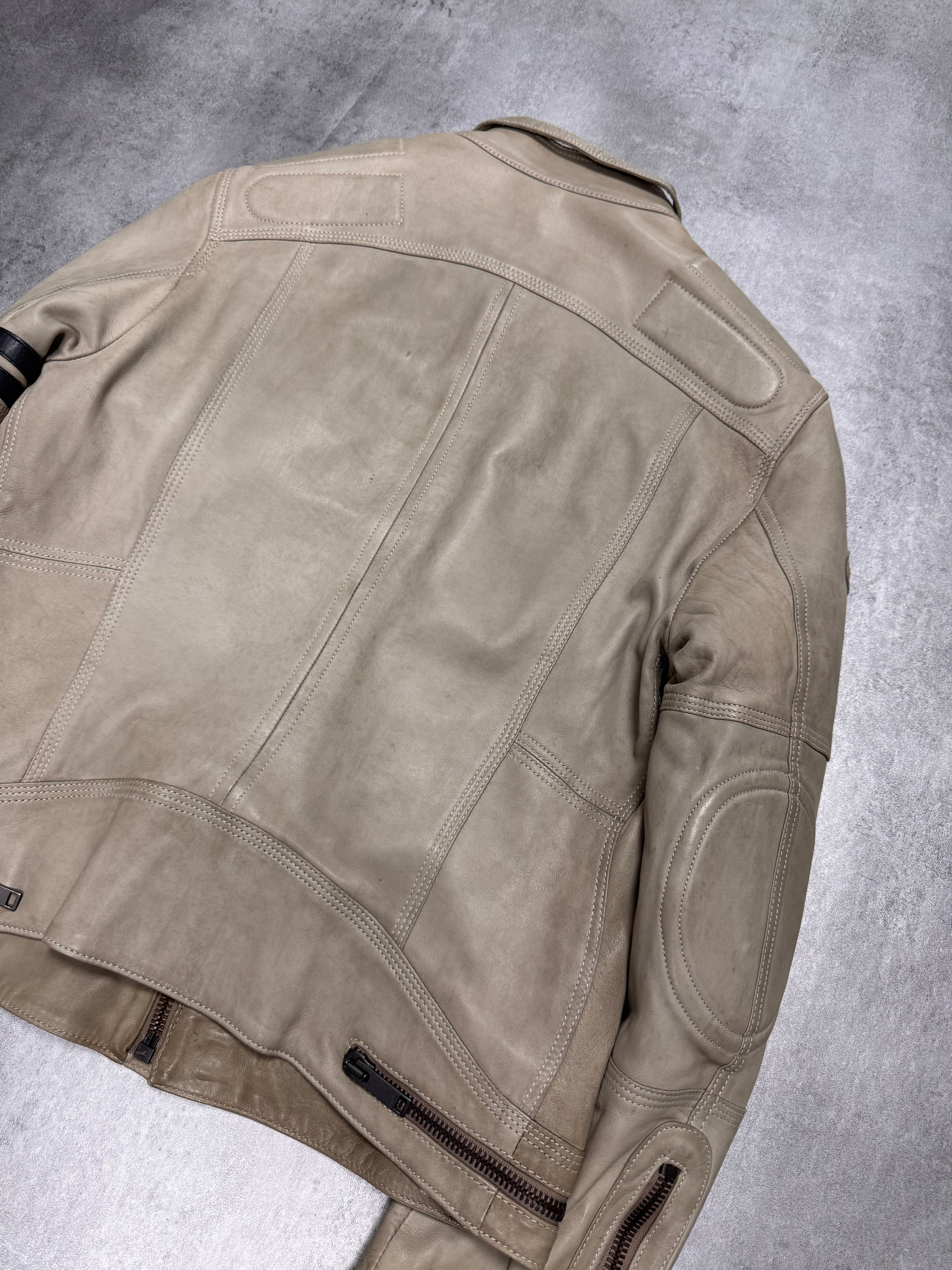 AW2004 Dolce & Gabbana Astro Biker Cafe Cream Leather Jacket