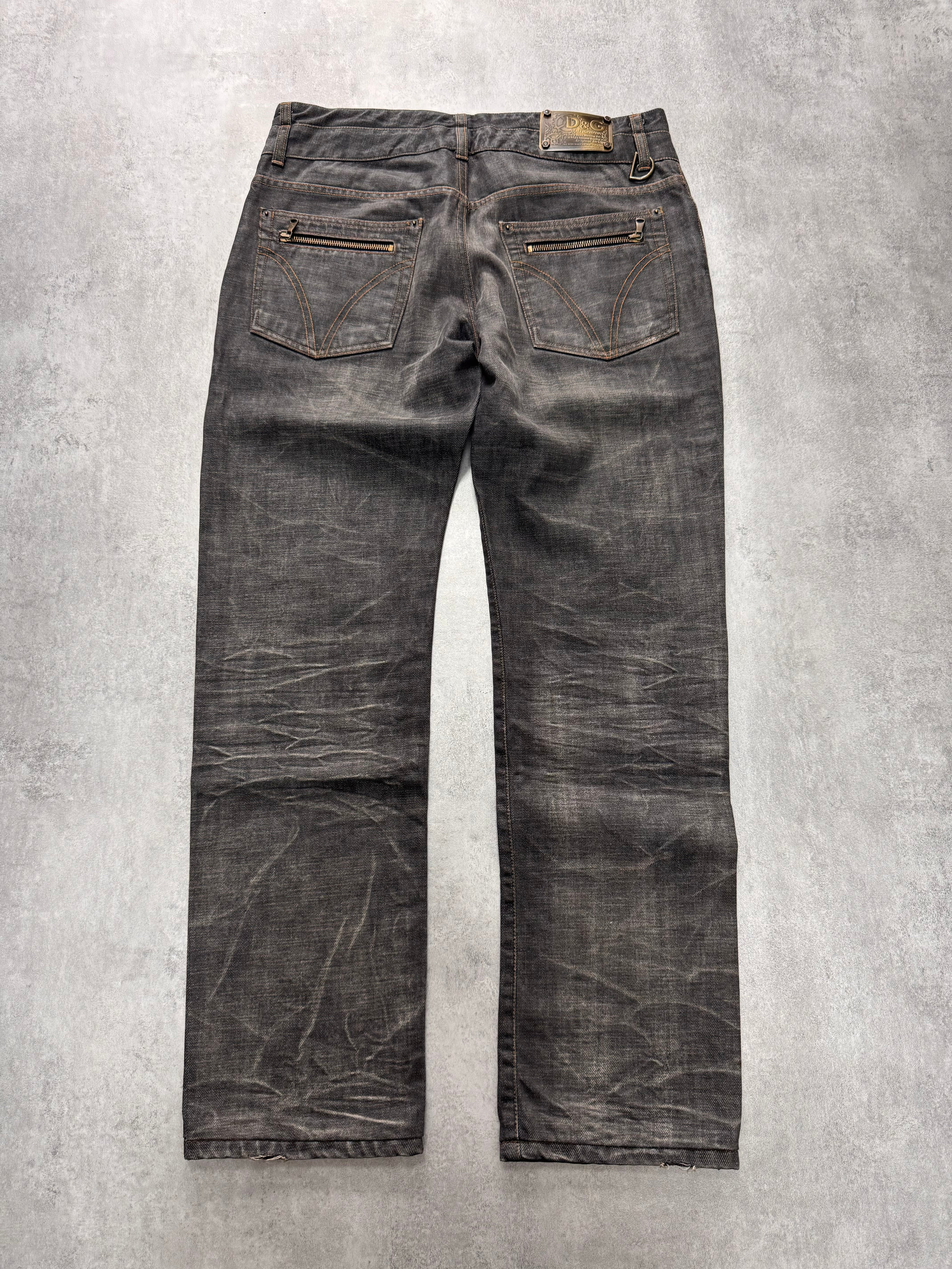 AW2003 Dolce & Gabbana Raw Grey Denim Jeans