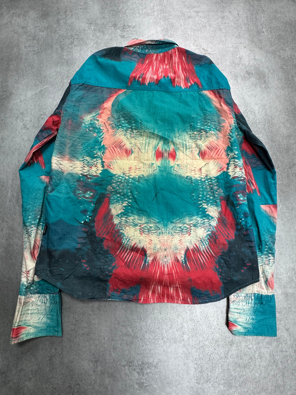 2000s Roberto Cavalli Volcano Aqua Blue Shirt