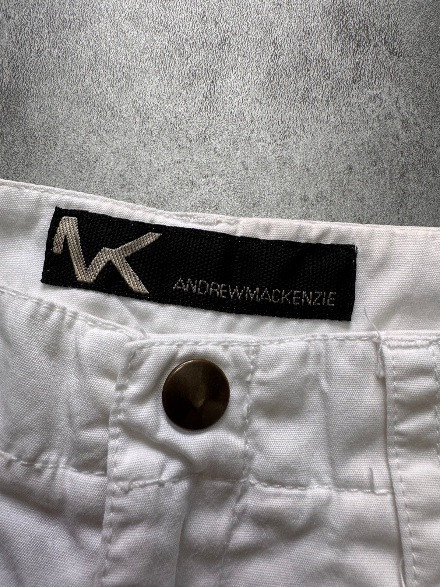 2000s Andrew Mackenzie Cargo Parachute White Wide Pants (L)