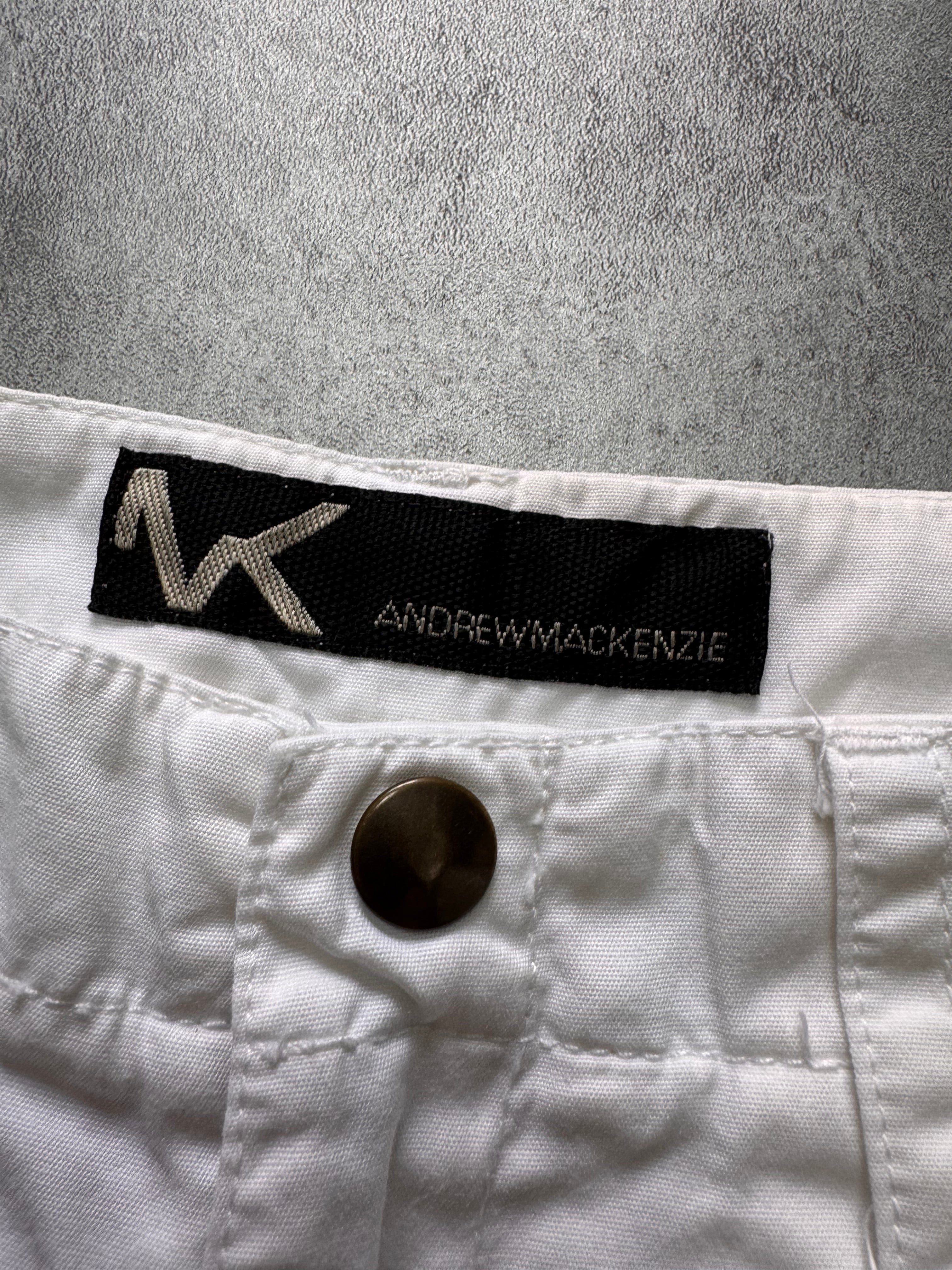 2000s Andrew Mackenzie Cargo Parachute White Wide Pants