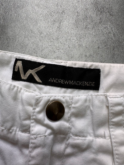 2000s Andrew Mackenzie Cargo Parachute White Wide Pants (L)