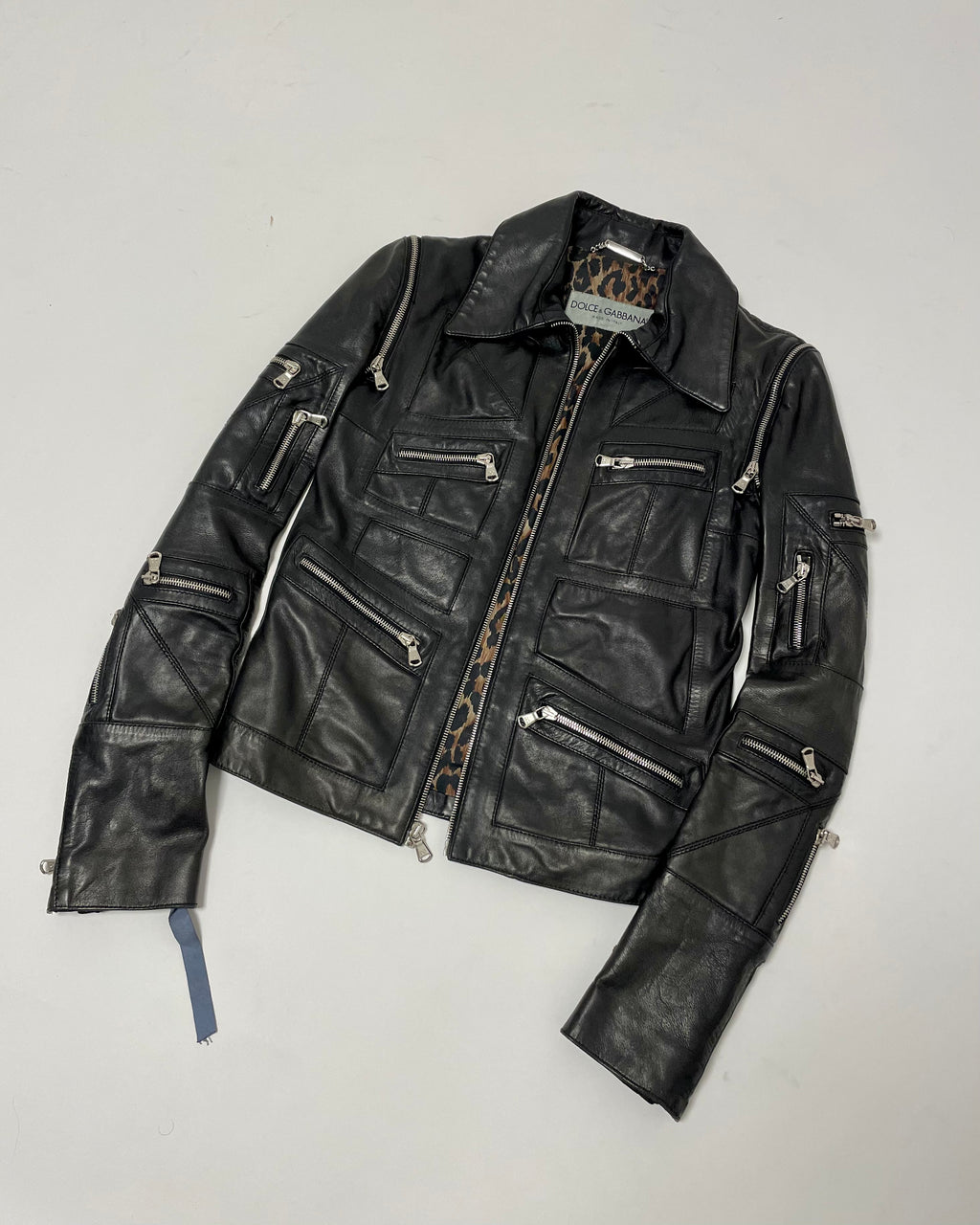 00年代 ドルチェ＆ガッバーナ マルチジップ レザージャケット 取り外し可能アーム付き (XS)