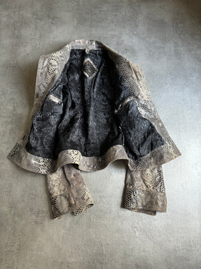 2000s Cavalli Varnished Python Skin Leather Jacket (M)