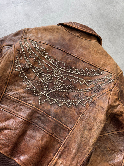 AW2007 Valentino Studded Bomber Leather Jacket (S)