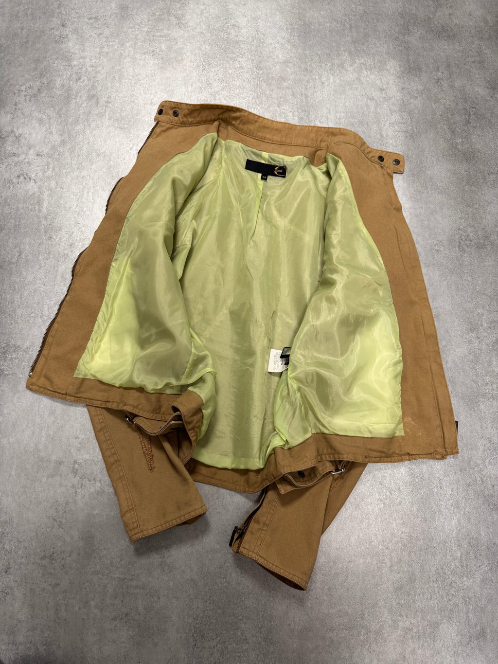 SS2004 Cavalli Biker Structured Beige Denim Jacket