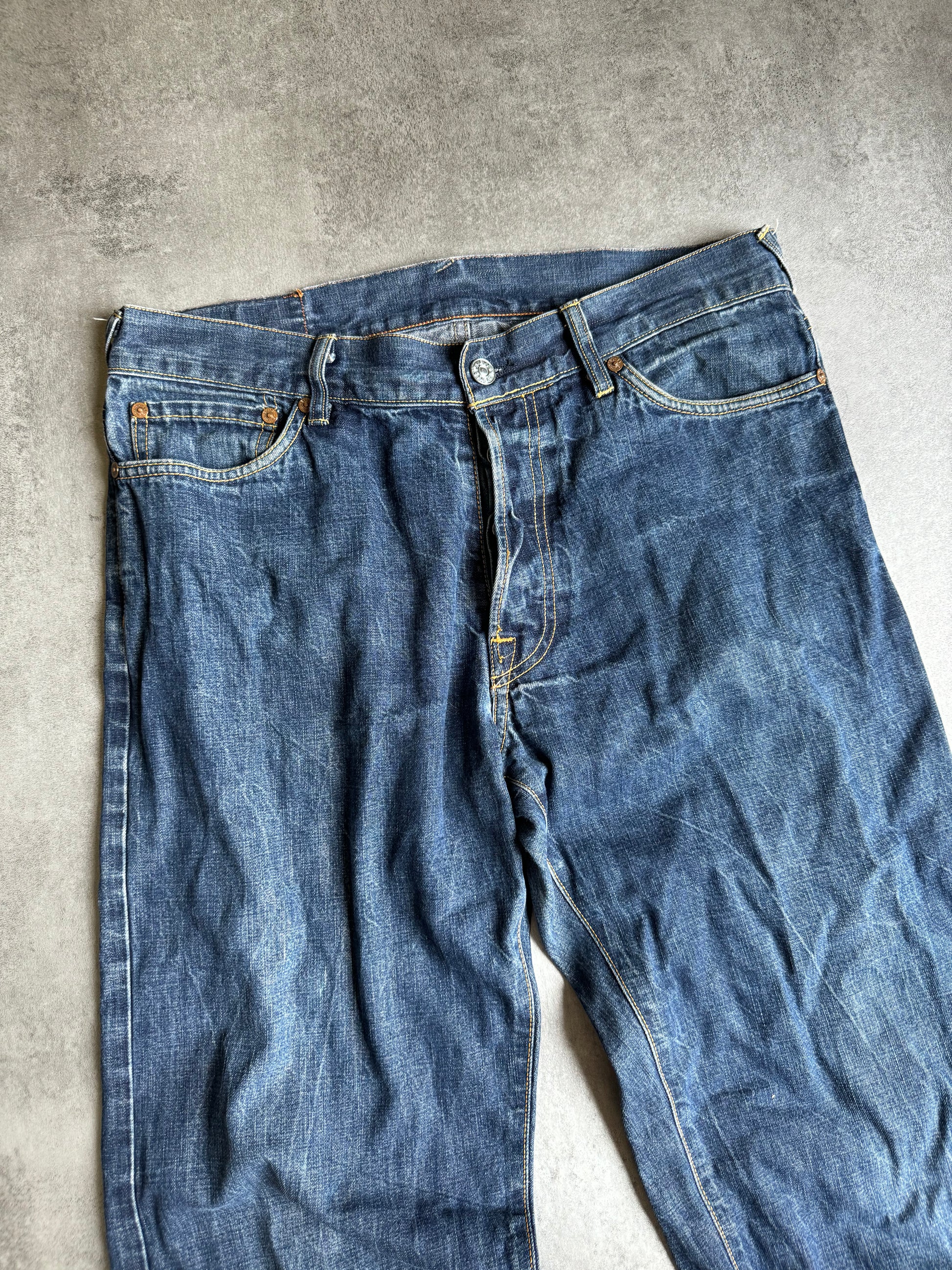 2000s Evisu Logo Japanese Blue Denim Pants (M) - 7