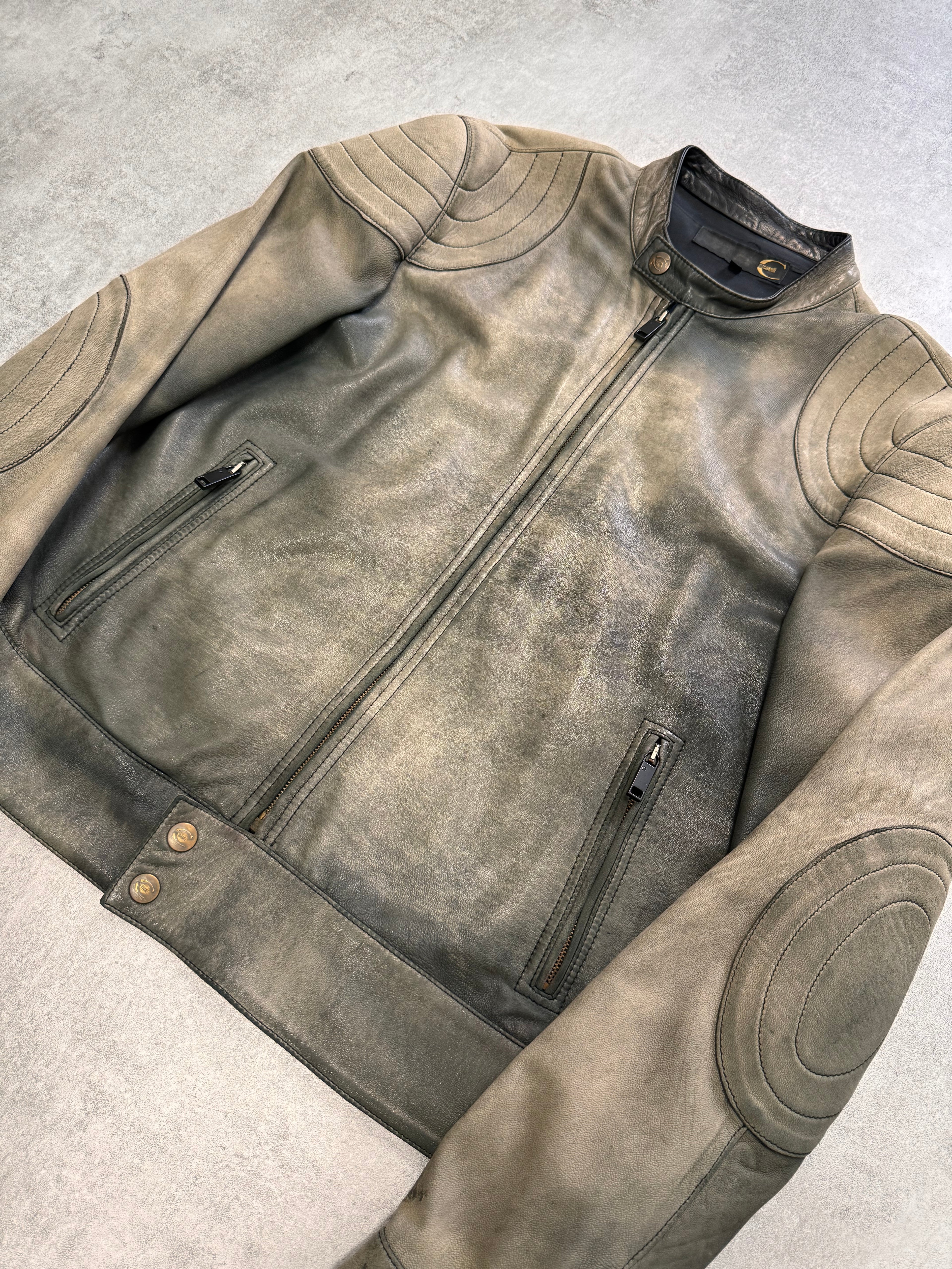 2000s Just Cavalli Biker Faded Leather Jacket (L)