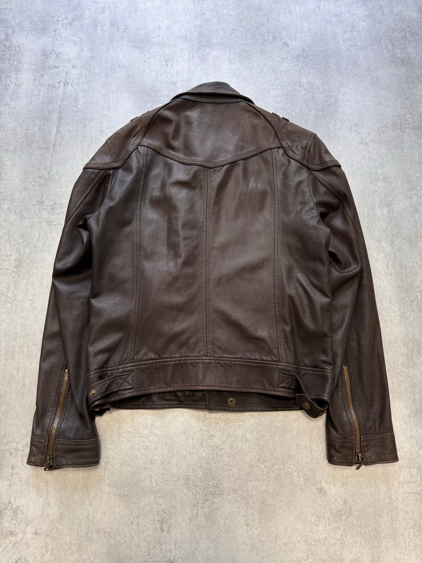 2000s Just Cavalli Hunter Brown Leather Jacket (S/M)