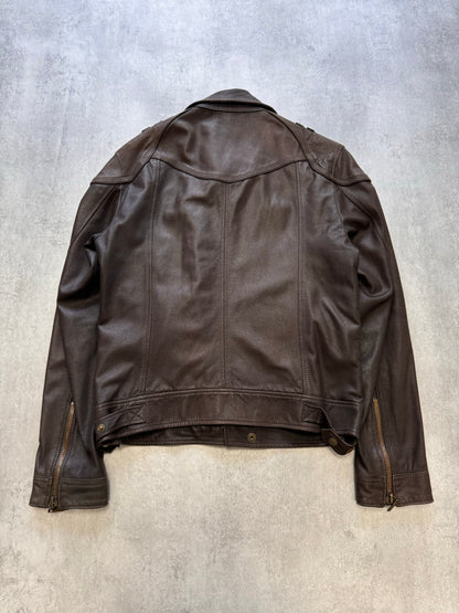 2000s Just Cavalli Hunter Brown Leather Jacket (S/M)