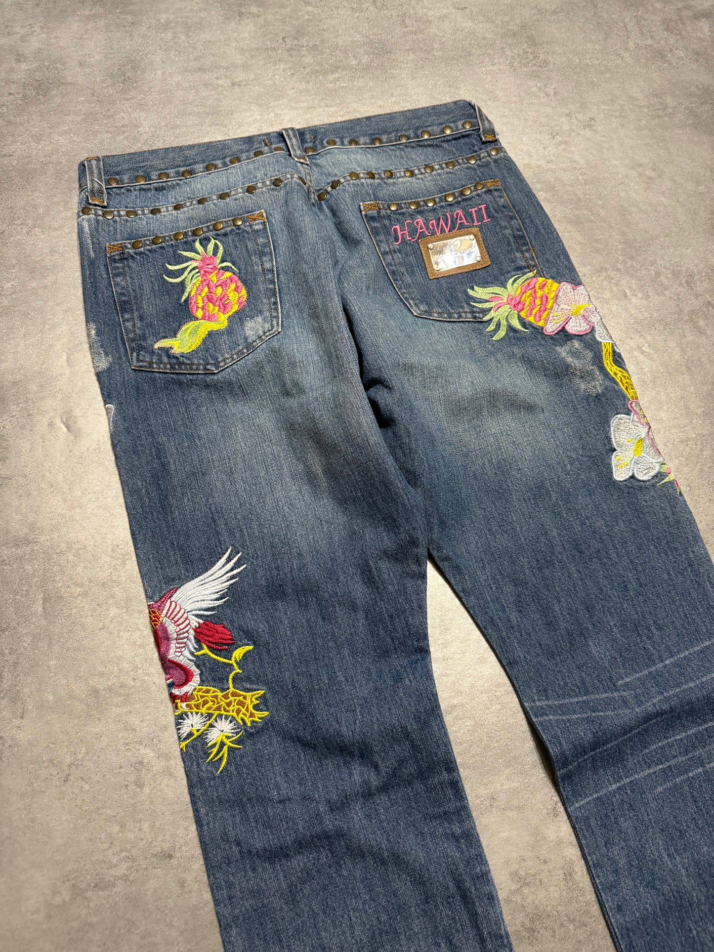 SS2006 Dolce & Gabbana Hawaii Embroidered Denim Jeans (M/L) - 4