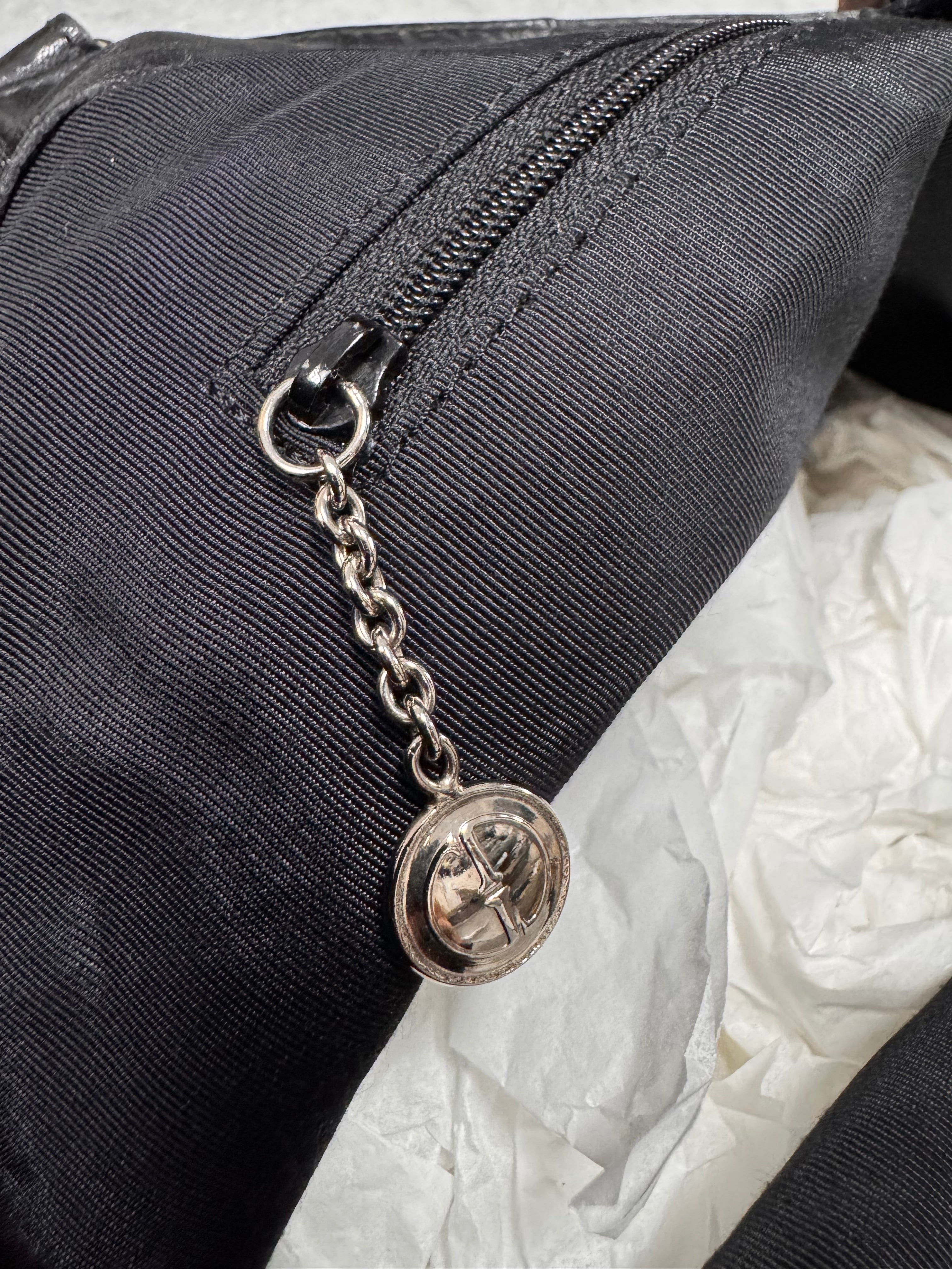 1996 Gucci Tom Ford Pure Black Leather Bamboo Shoulder Bag