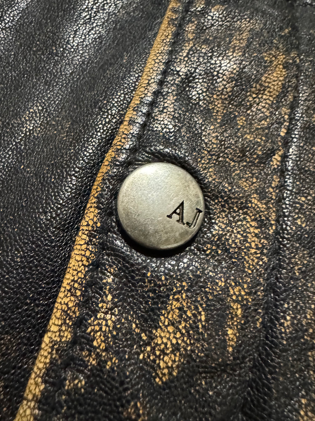 2000s Armani Faded Brown Leather Jacket