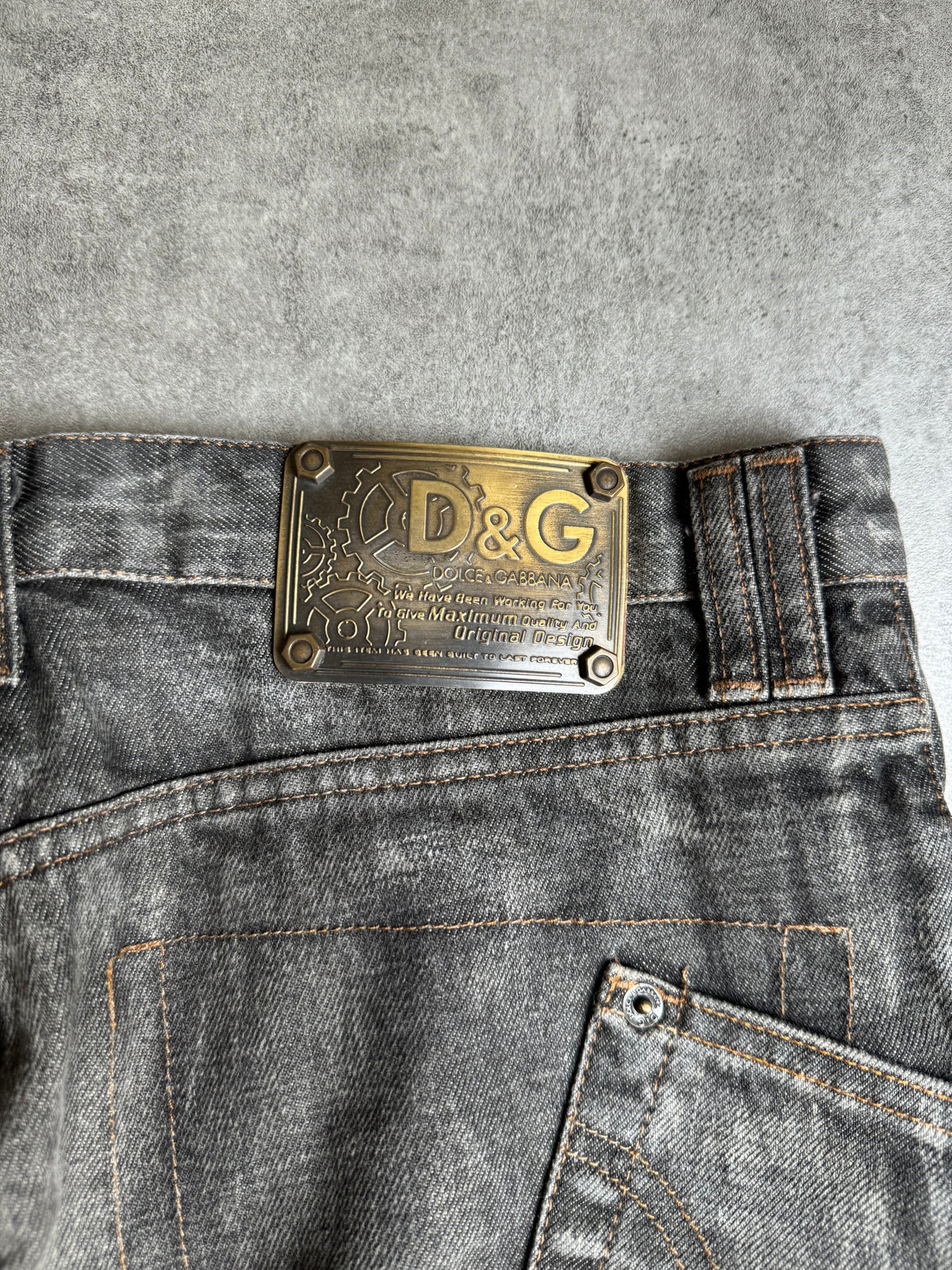 AW2003 Dolce & Gabbana Grey Eroded Denim Jeans (L) - 4