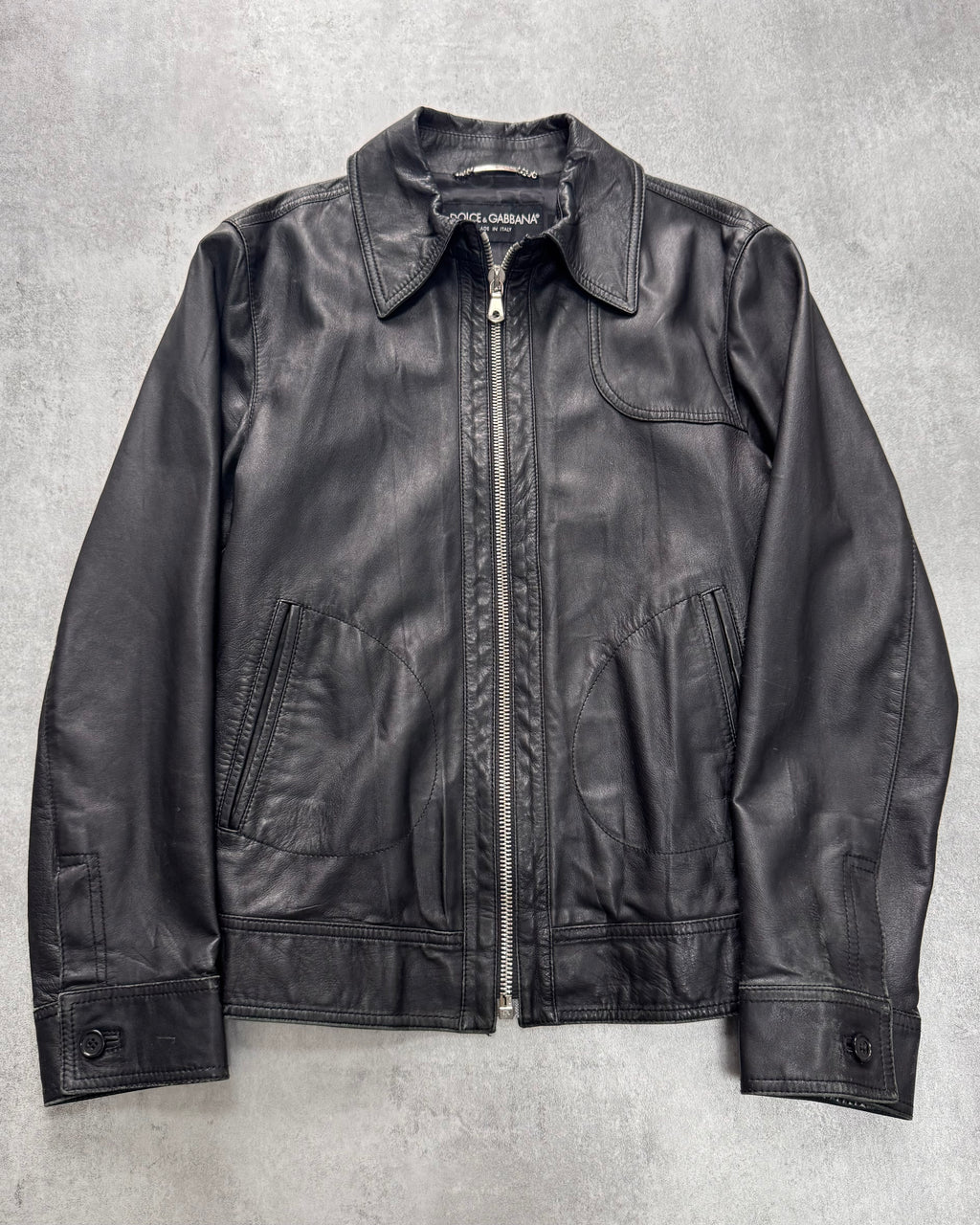 2000s Dolce & Gabbana Spy Black Leather Jacket