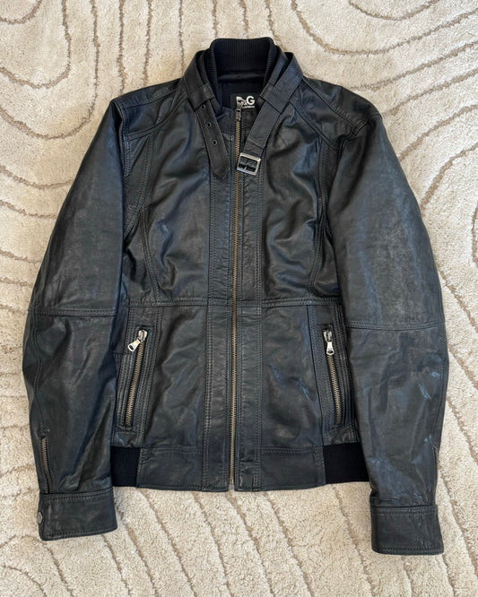 Dolce & Gabbana Solid Leather Jacket (M/L)