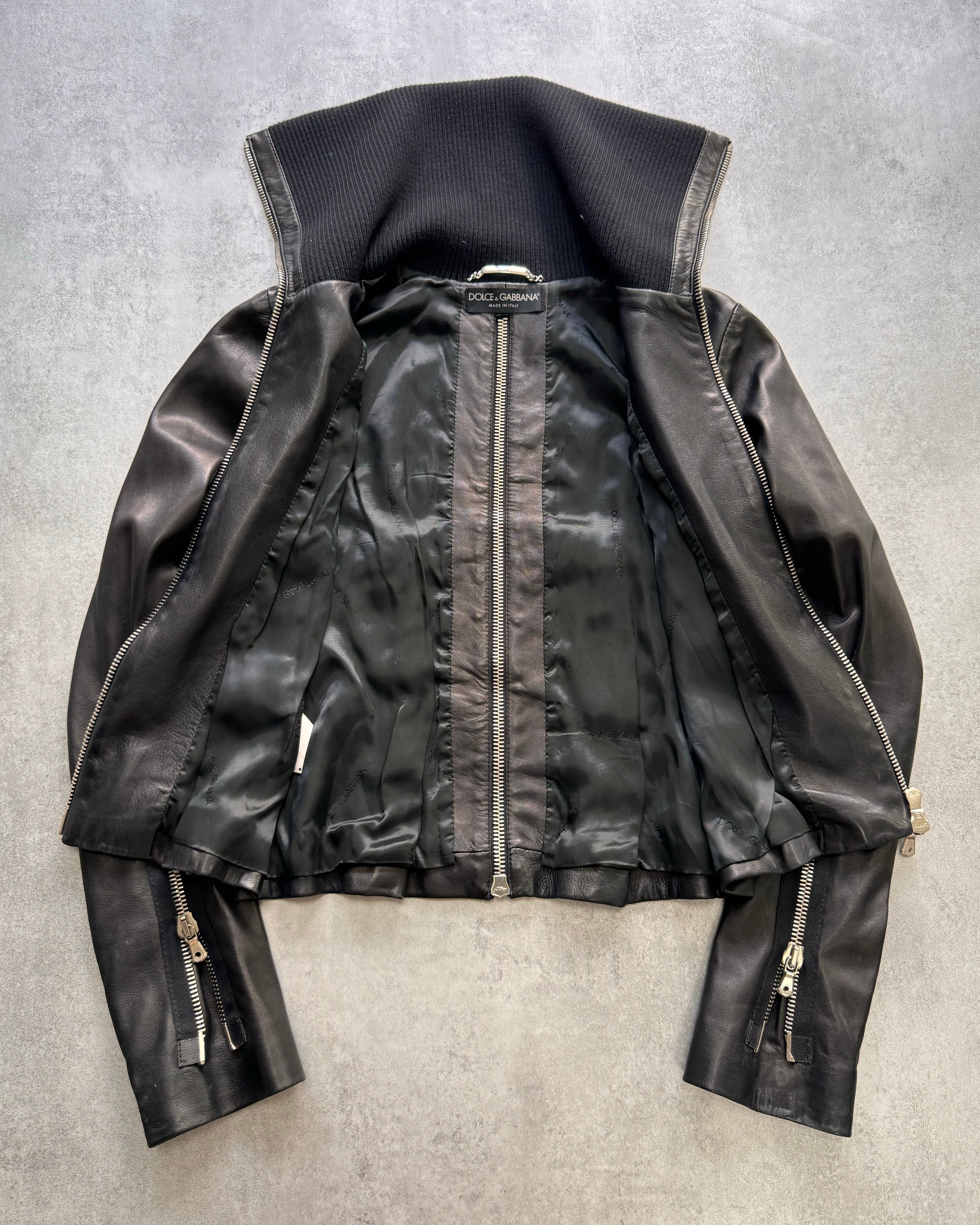 AW2003 Dolce & Gabbana Multi-Zip Leather Jacket