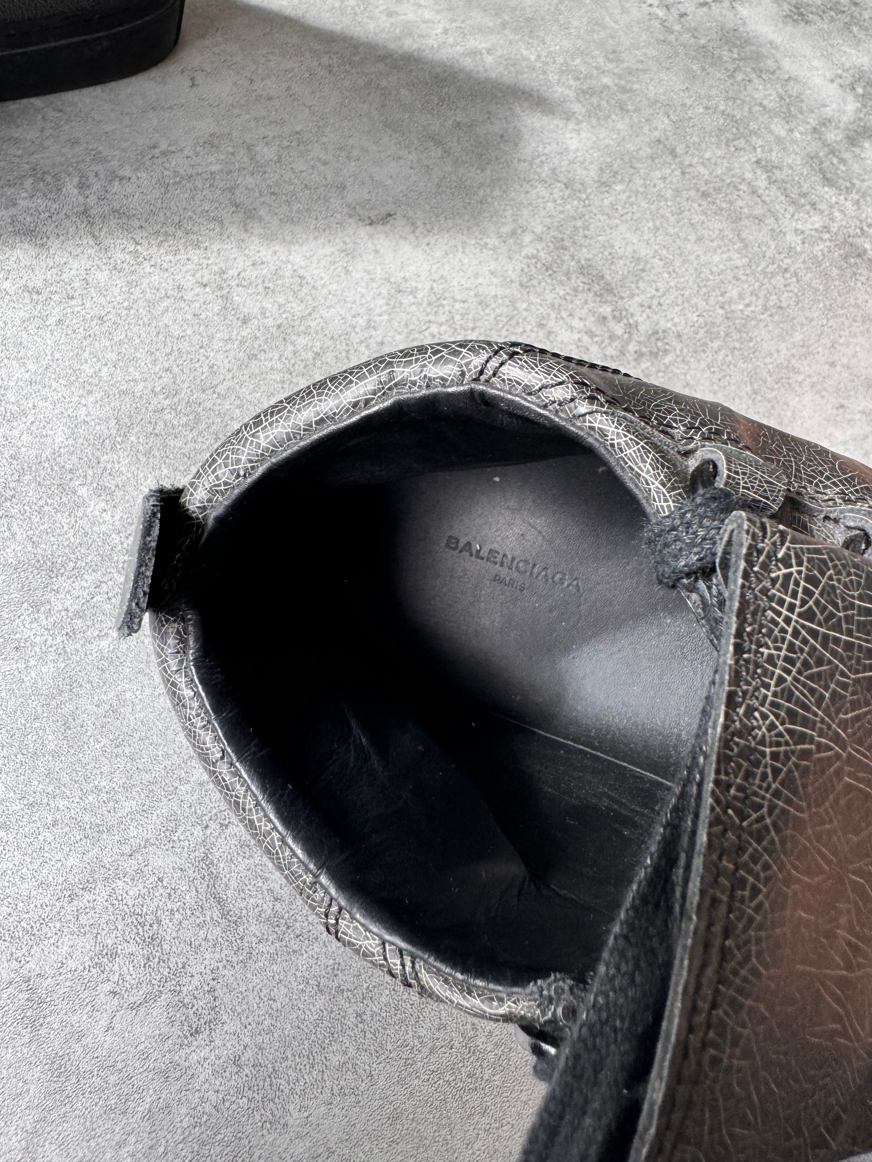 Balenciaga Arena High Cracked Grey Print Sneakers
