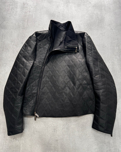 FW2013 Emporio Armani Asymmetrical Losange Leather Jacket (M/L)