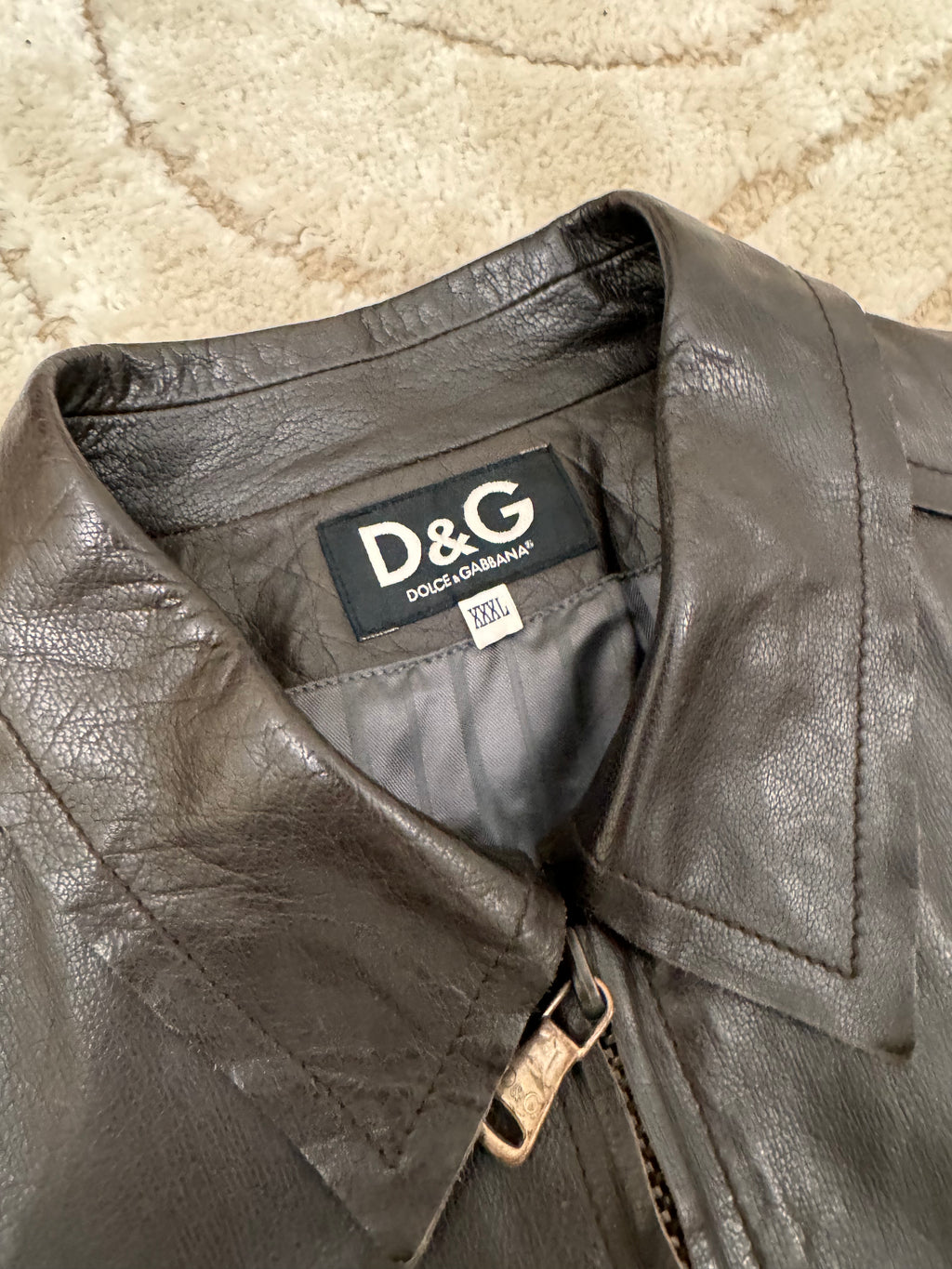 2000s Dolce & Gabbana Spy Leather Jacket (L/XL)