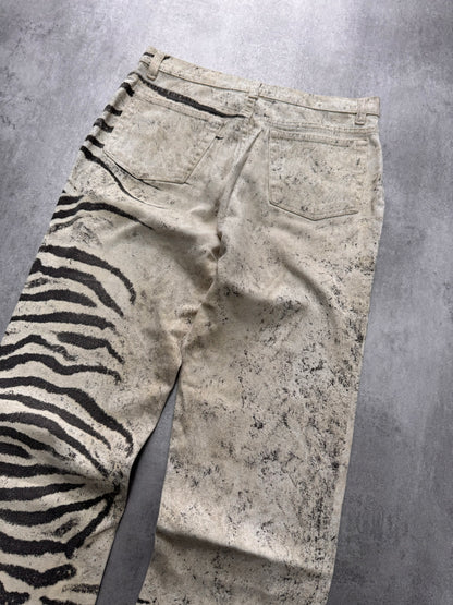 2000s Roberto Cavalli Zebra Marble Pants (S/M)