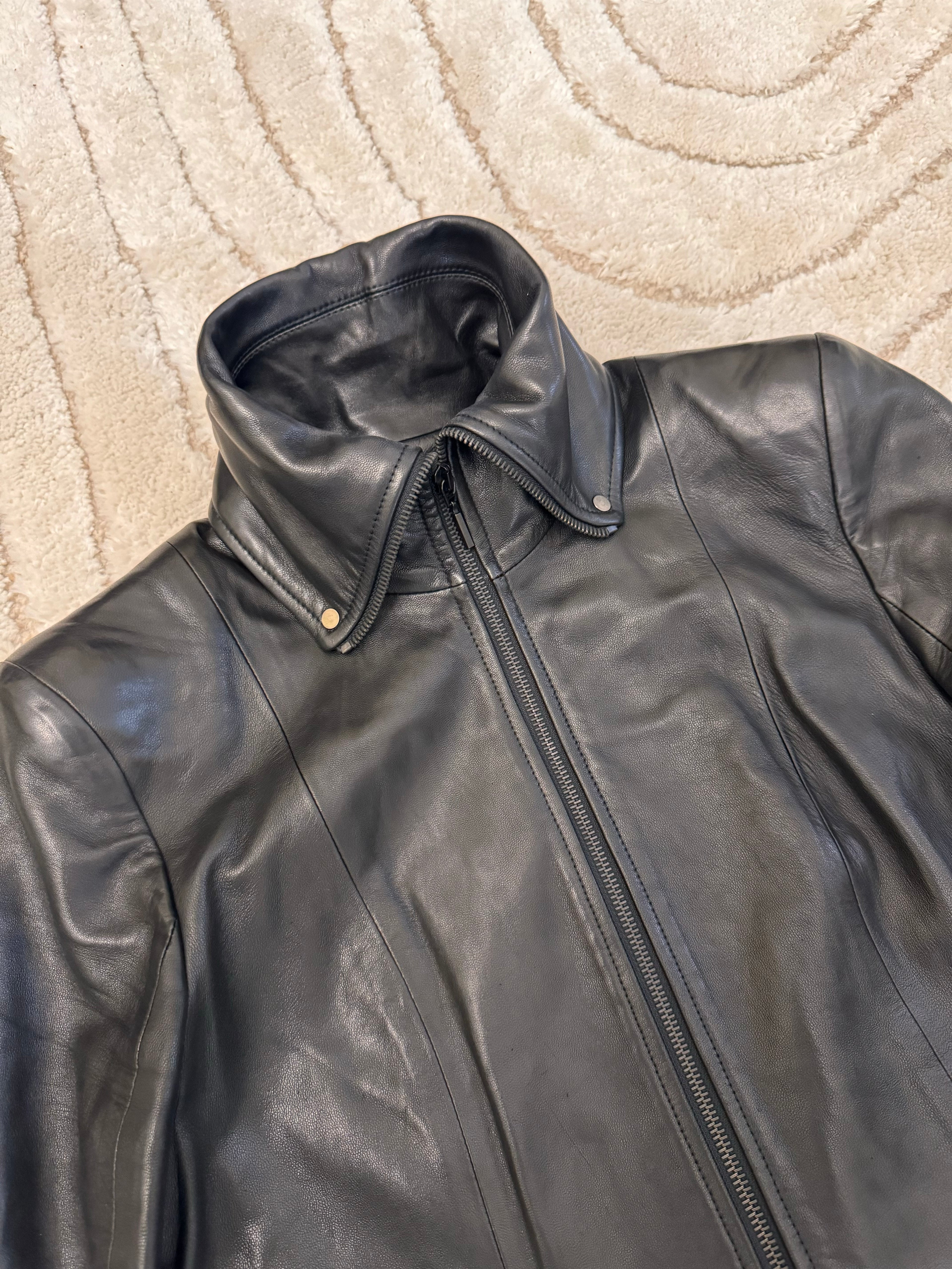 2000s Plein Sud ハイネックラムスキントレンチコート (XS/S)