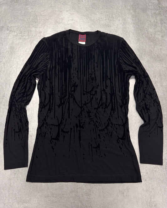 AW1998 Jean Paul Gaultier Blood Drip Black Longsleeves (XS)