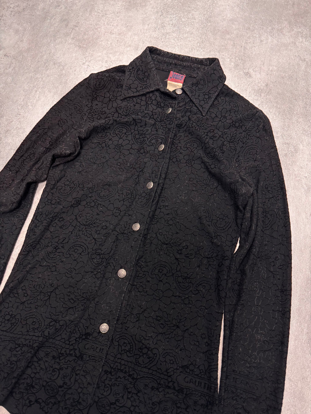 1990s Jean Paul Gaultier Glamour Velvet Black Shirt