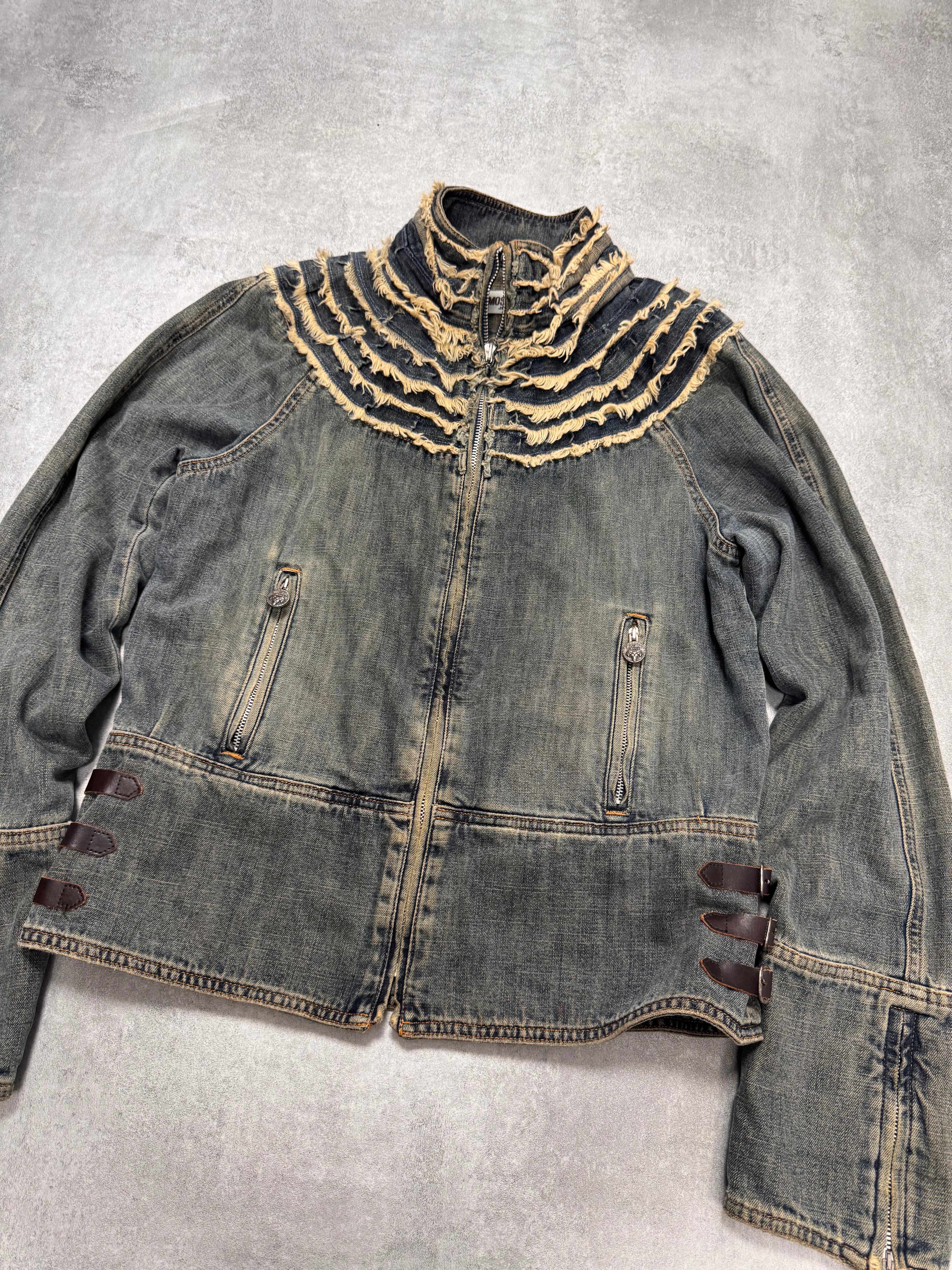 2000s Moschino Layers Collar Faded Denim Jacket