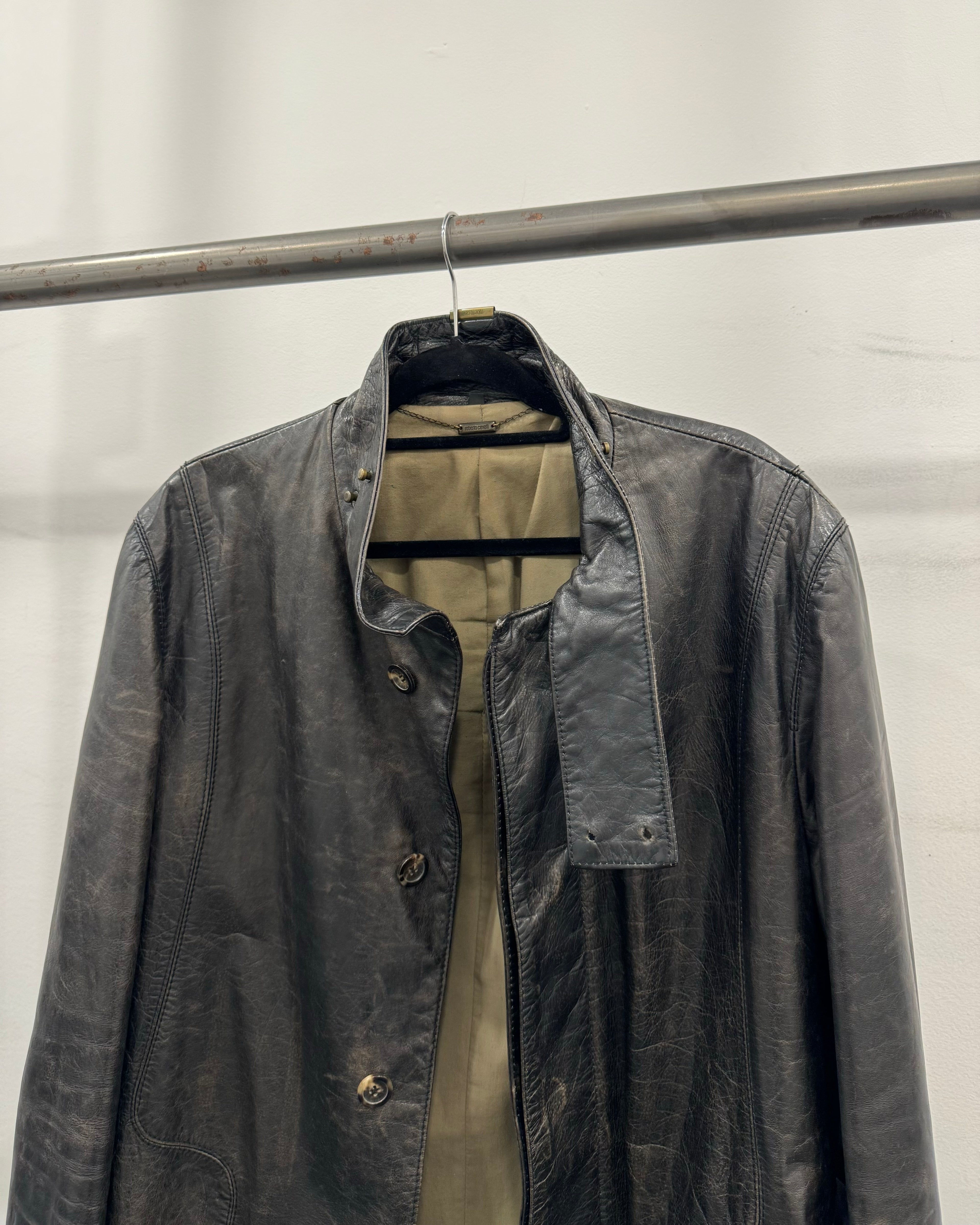 AW2000 Roberto Cavalli Leather Trench Coat (M)